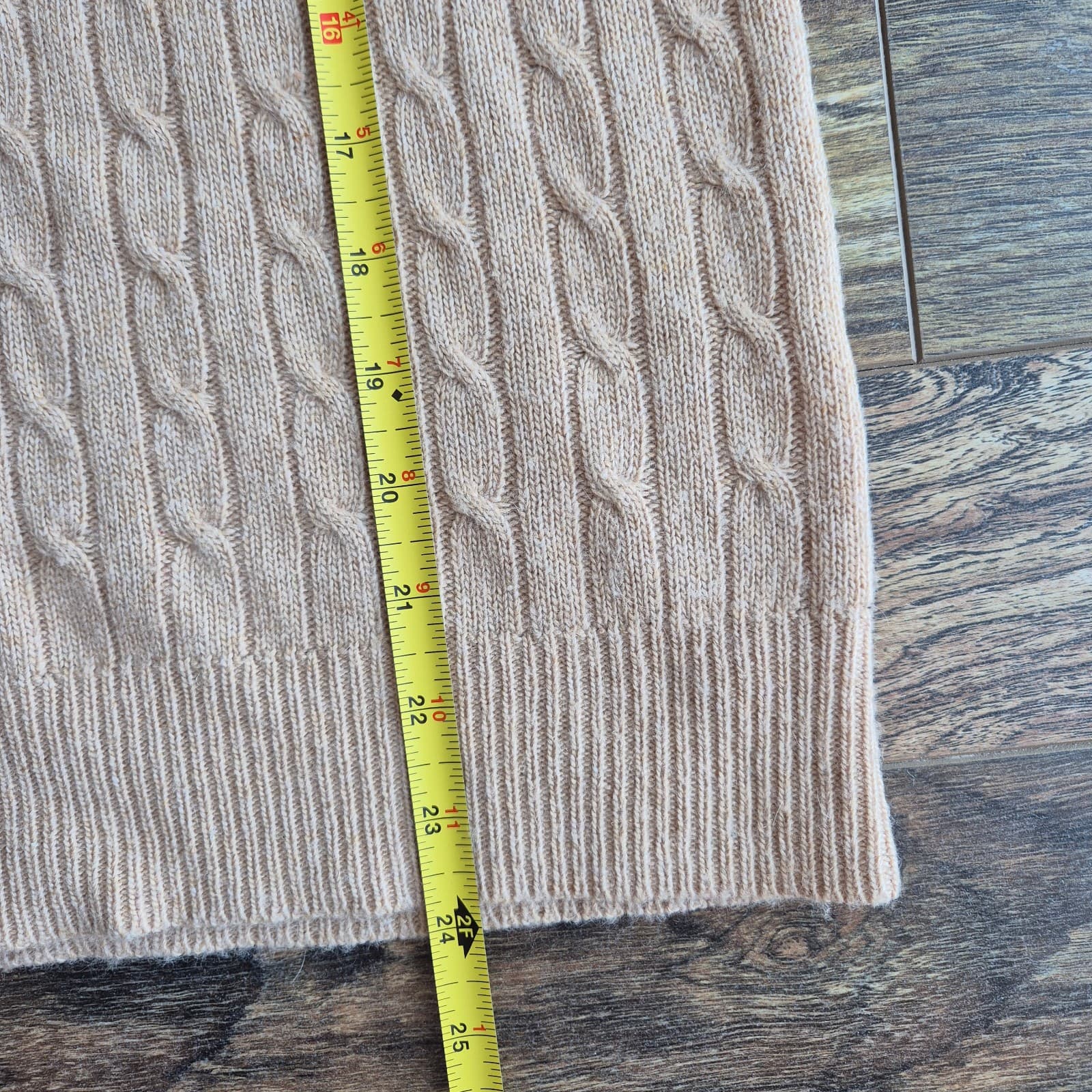 J.Crew Wool Rabbit Hair Blend Cable Knit V-Neck Sweater Beige Women's S #10315 - Thumbnail 11