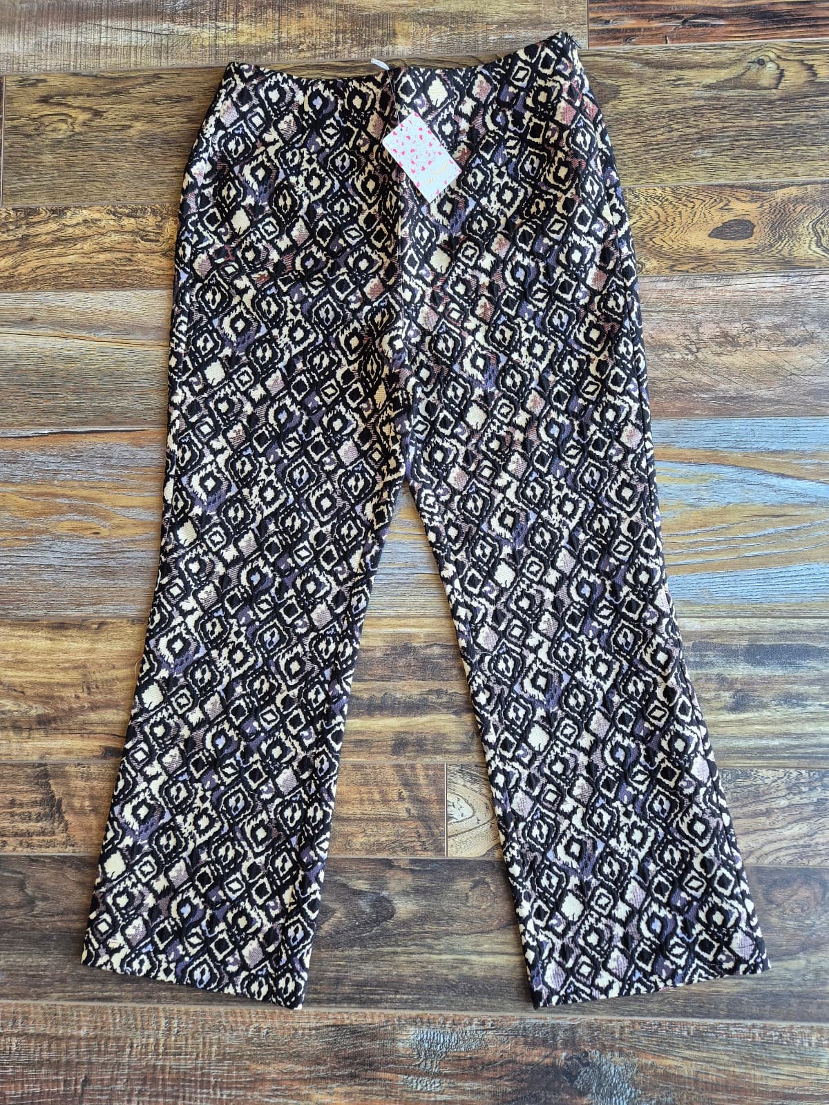 NEW Free People Mod Jacquard Metallic Cropped Kick Flare Bootcut Pants Women's 4 - Thumbnail 5