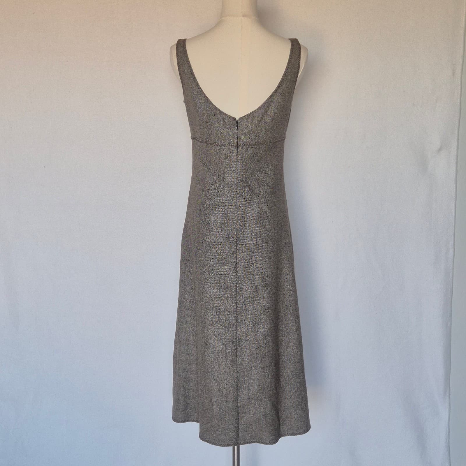 Vintage J.Crew Tweed Wool Blend Sleeveless Midi Sheath Dress Lined Brown Women 2 - Thumbnail 6