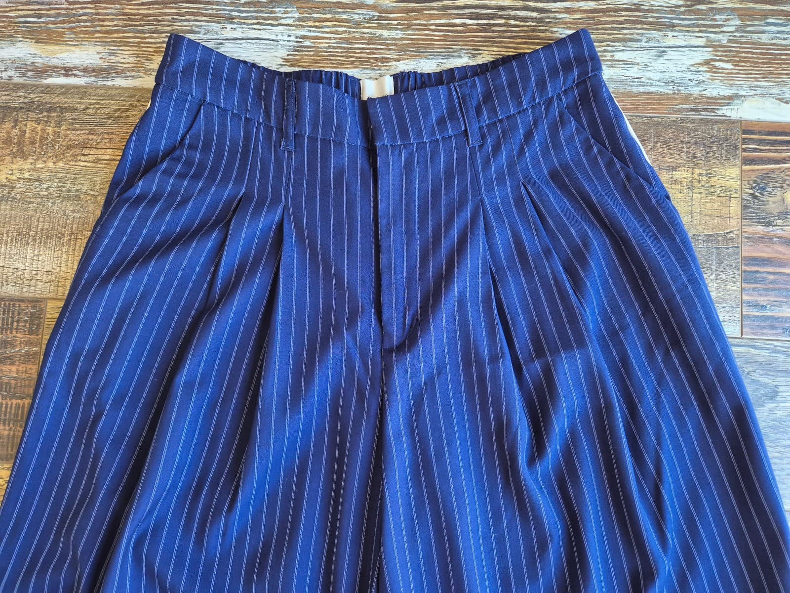 Maeve Anthropologie The Avery Pleated Wide-Leg Trouser Side-Stripe Blue Womens M - Thumbnail 9