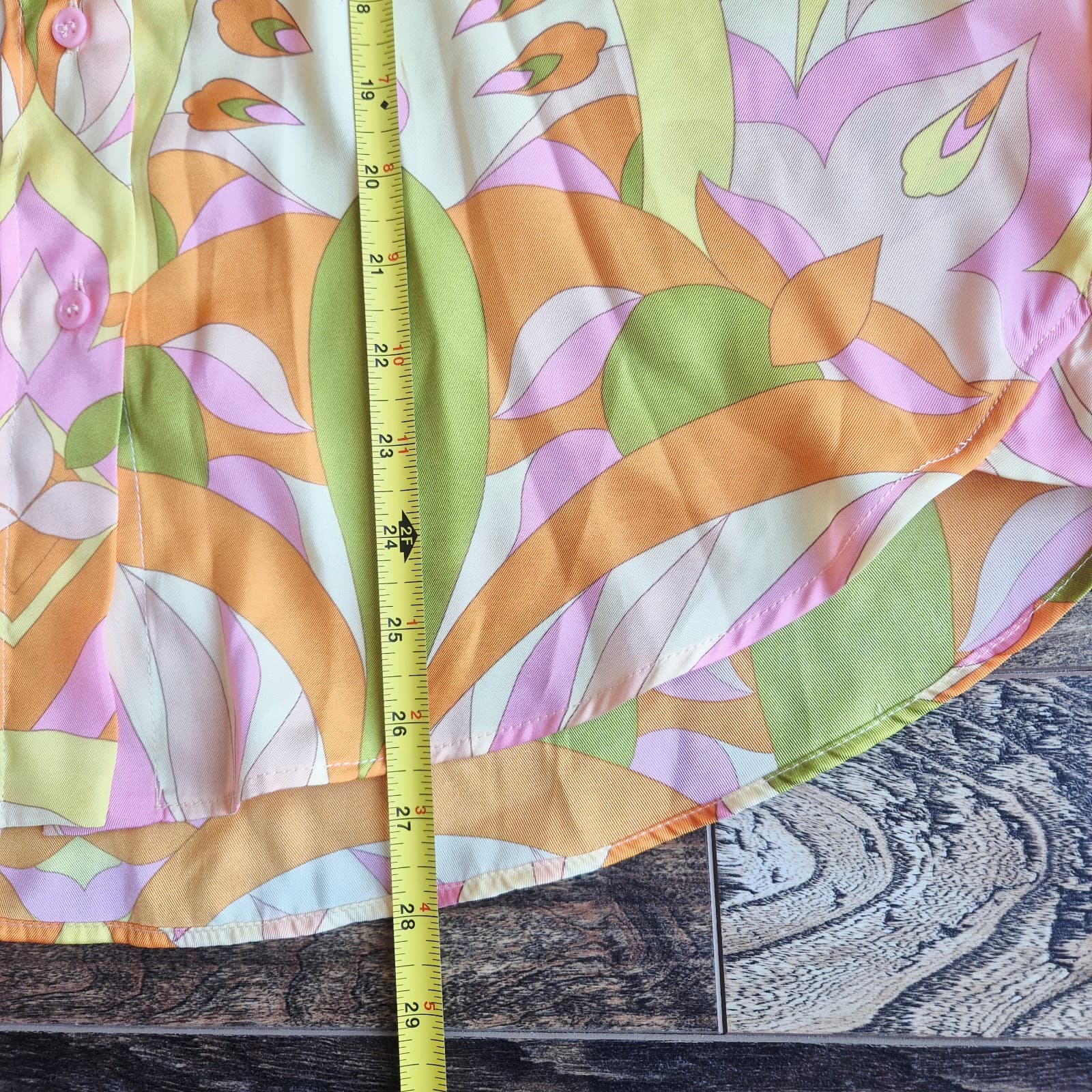 ZARA Set of Muliticolor Printed Satin Top Pants Long Sleeve Straight-Leg Size L - Thumbnail 14