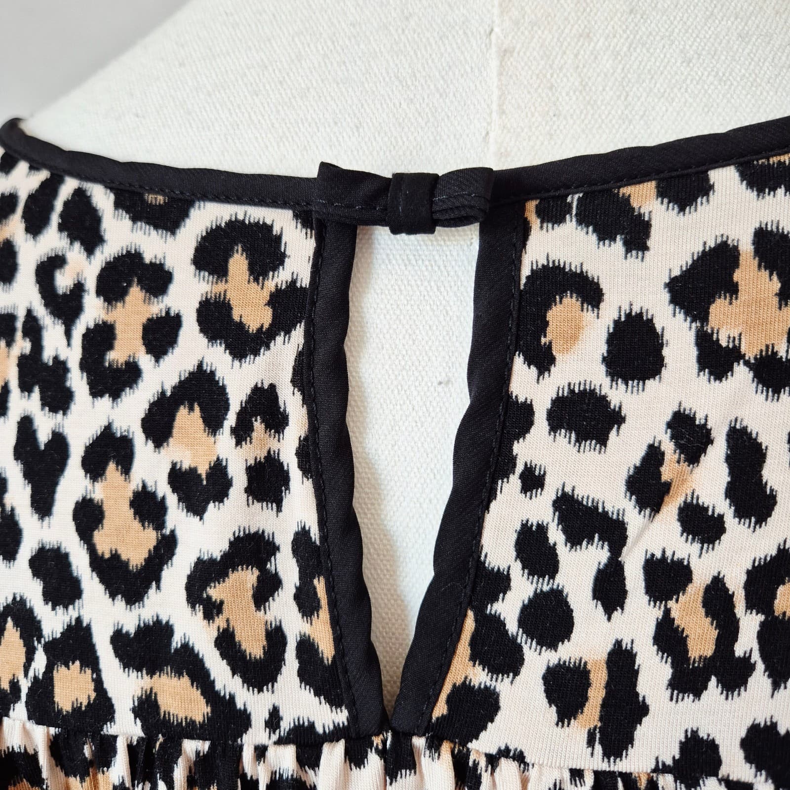 Kate Spade New York Leopard Stretch Jersey Top Flutter Sleeve Brown Women's S - Thumbnail 7