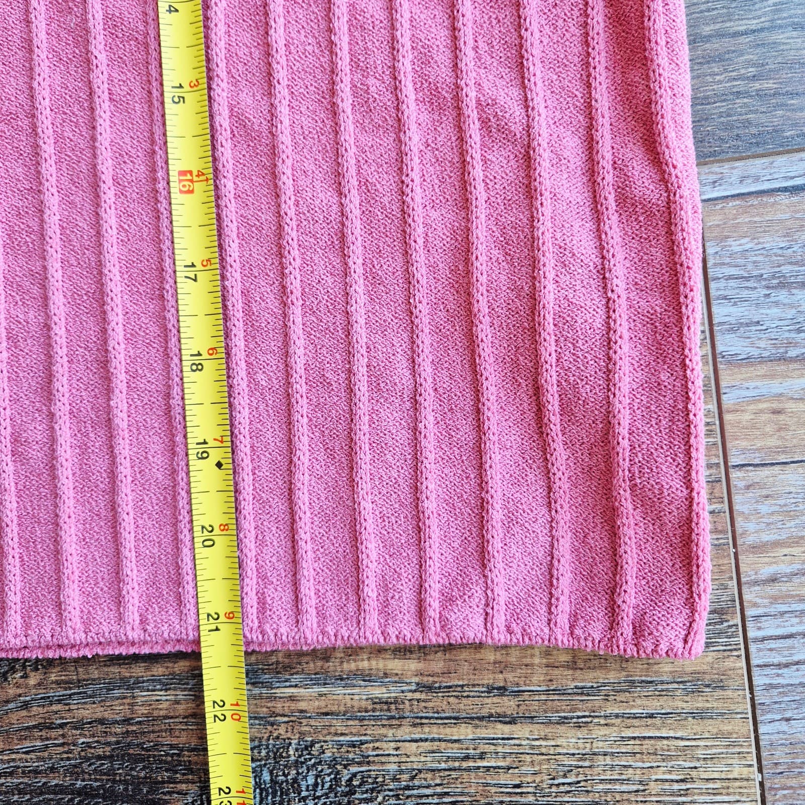 ST. JOHN Sport Wool Blend Santana Ribbed Knit Short Sleeve Top Pink Women's XL - Thumbnail 11