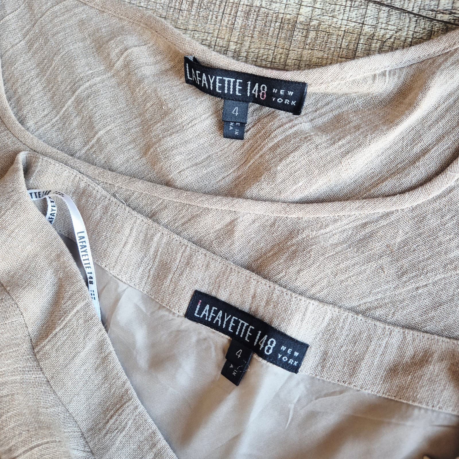 Vintage Lafayette 148 New York Set of Linen Tank Top A-Line Skirt Natural Sz.4 - Thumbnail 7