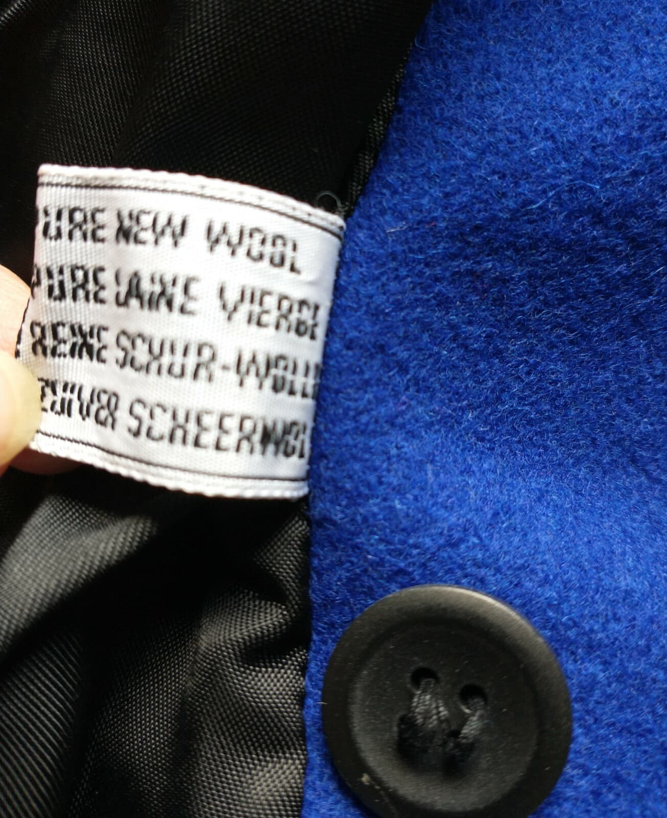 VTG International Scene 100% Wool Fleece Overcoat Button Pocket Blue Women 9/10 - Thumbnail 8