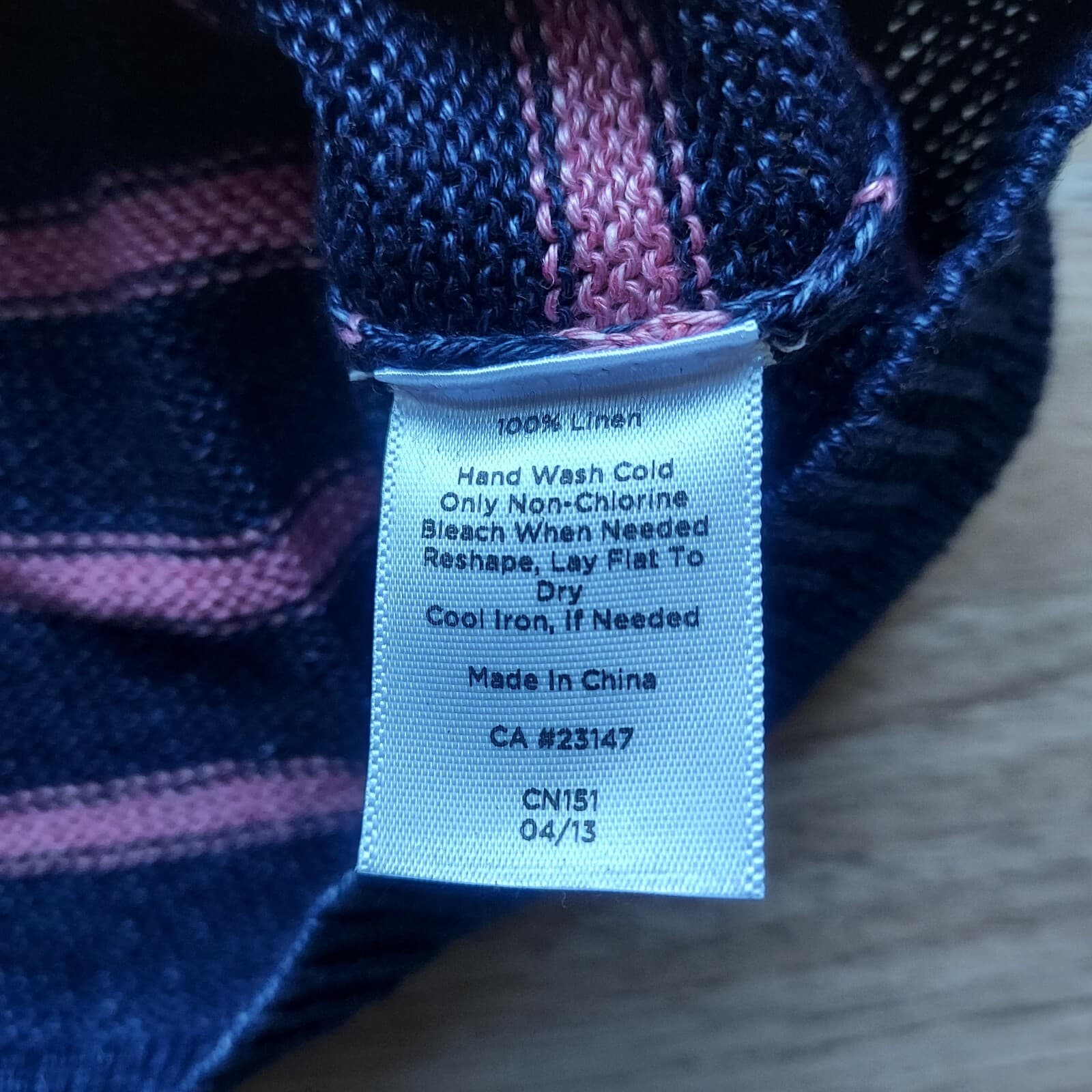 Talbots 100% Linen Sweater Pullover Boat Neck Navy Blue Pink Stripe Women Sz.L - Thumbnail 9
