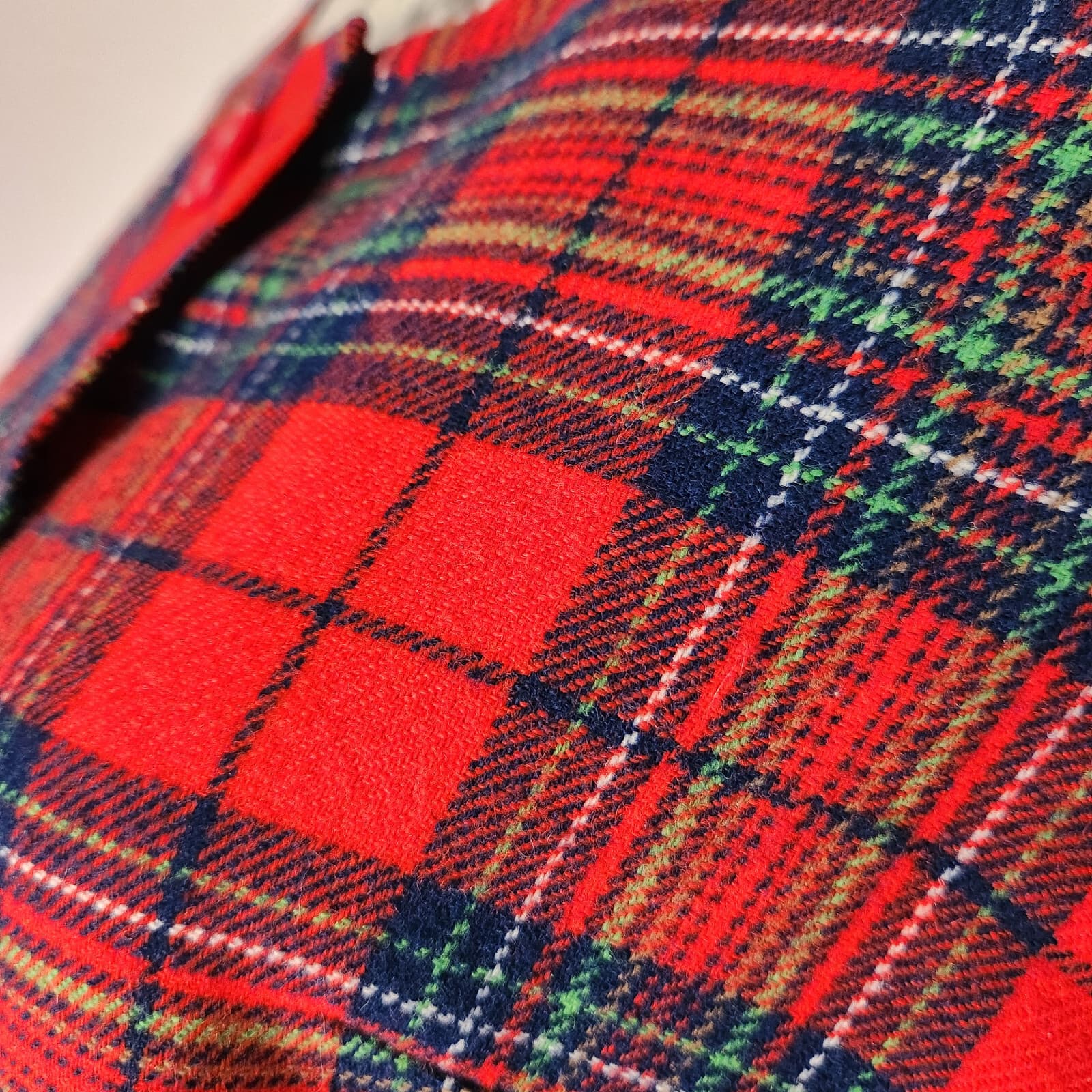 Vintage Pendleton Wool Plaid Mini Sheath Dress Button Sleeveless Lined Red Sz.16 - Thumbnail 4