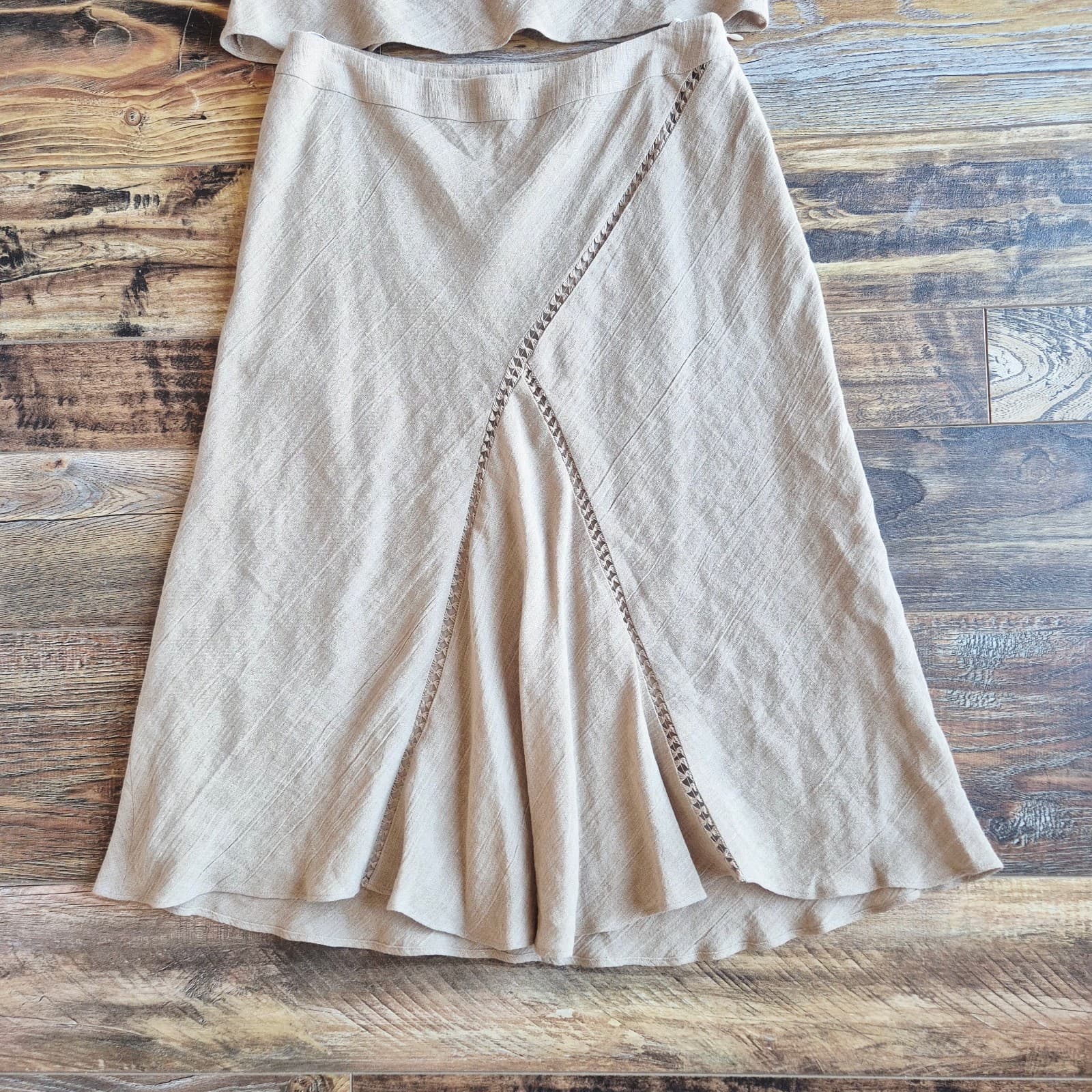 Vintage Lafayette 148 New York Set of Linen Tank Top A-Line Skirt Natural Sz.4 - Thumbnail 4