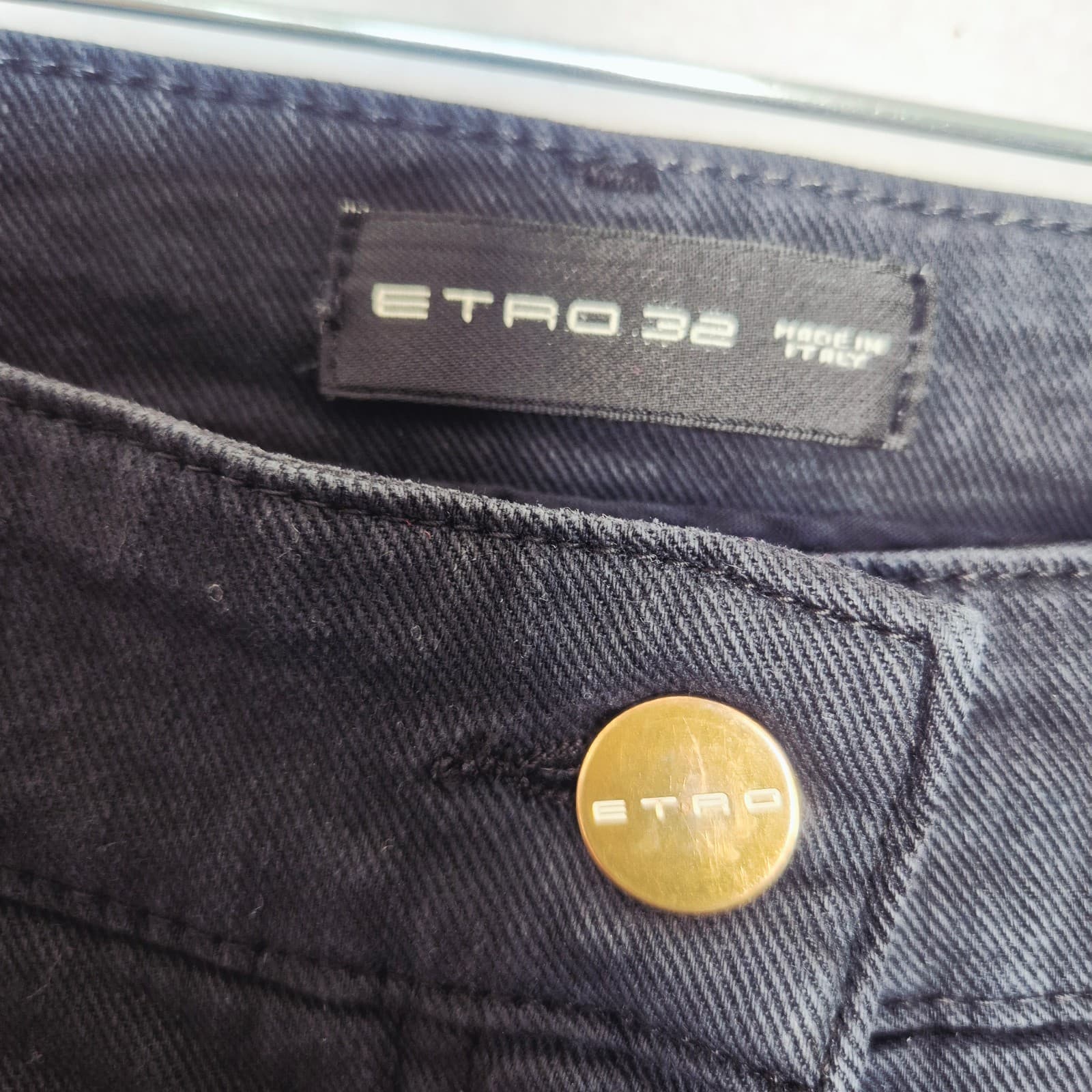 Etro Made in Italy Embroidered High Rise Kick Flare Jean Fray-Hem Black Women 32 - Thumbnail 5