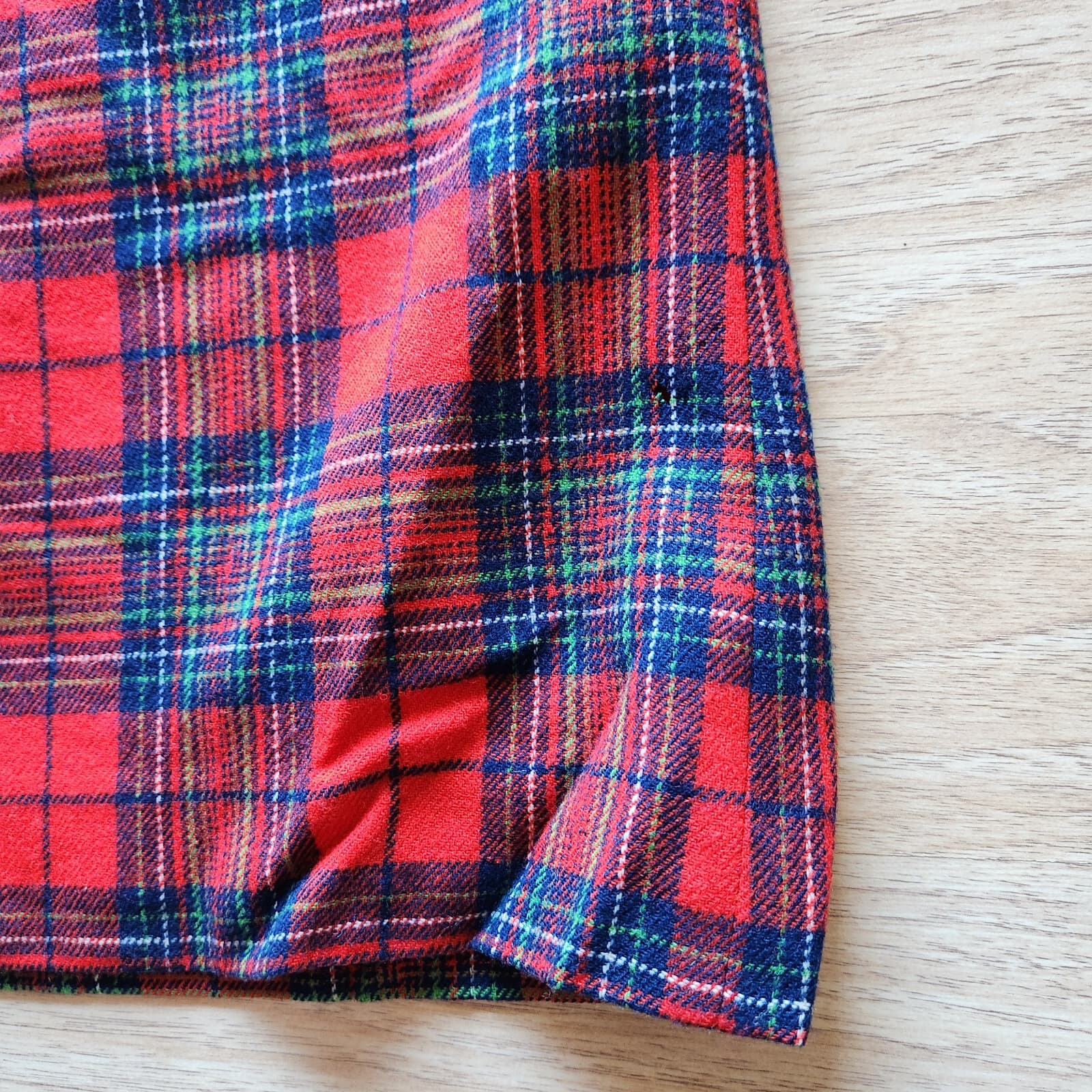 Vintage Pendleton Wool Plaid Mini Sheath Dress Button Sleeveless Lined Red Sz.16 - Thumbnail 8