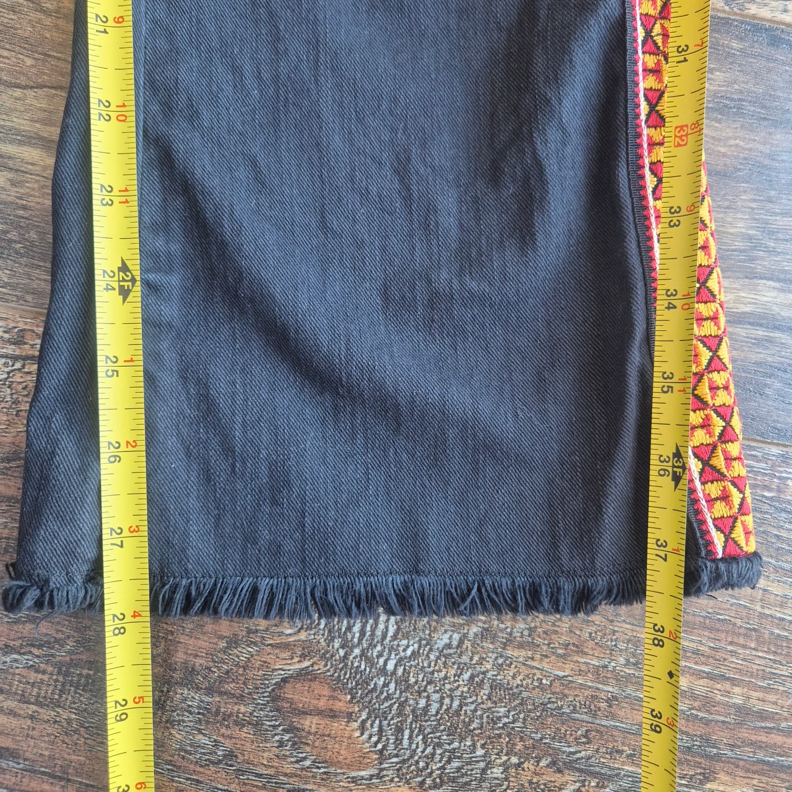 Etro Made in Italy Embroidered High Rise Kick Flare Jean Fray-Hem Black Women 32 - Thumbnail 14