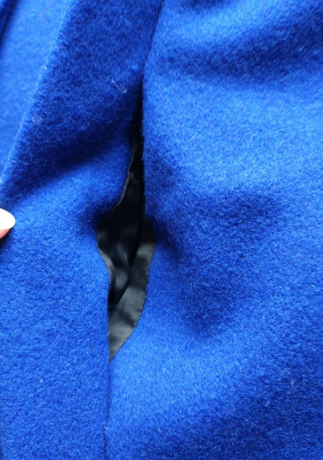 VTG International Scene 100% Wool Fleece Overcoat Button Pocket Blue Women 9/10 - Thumbnail 7