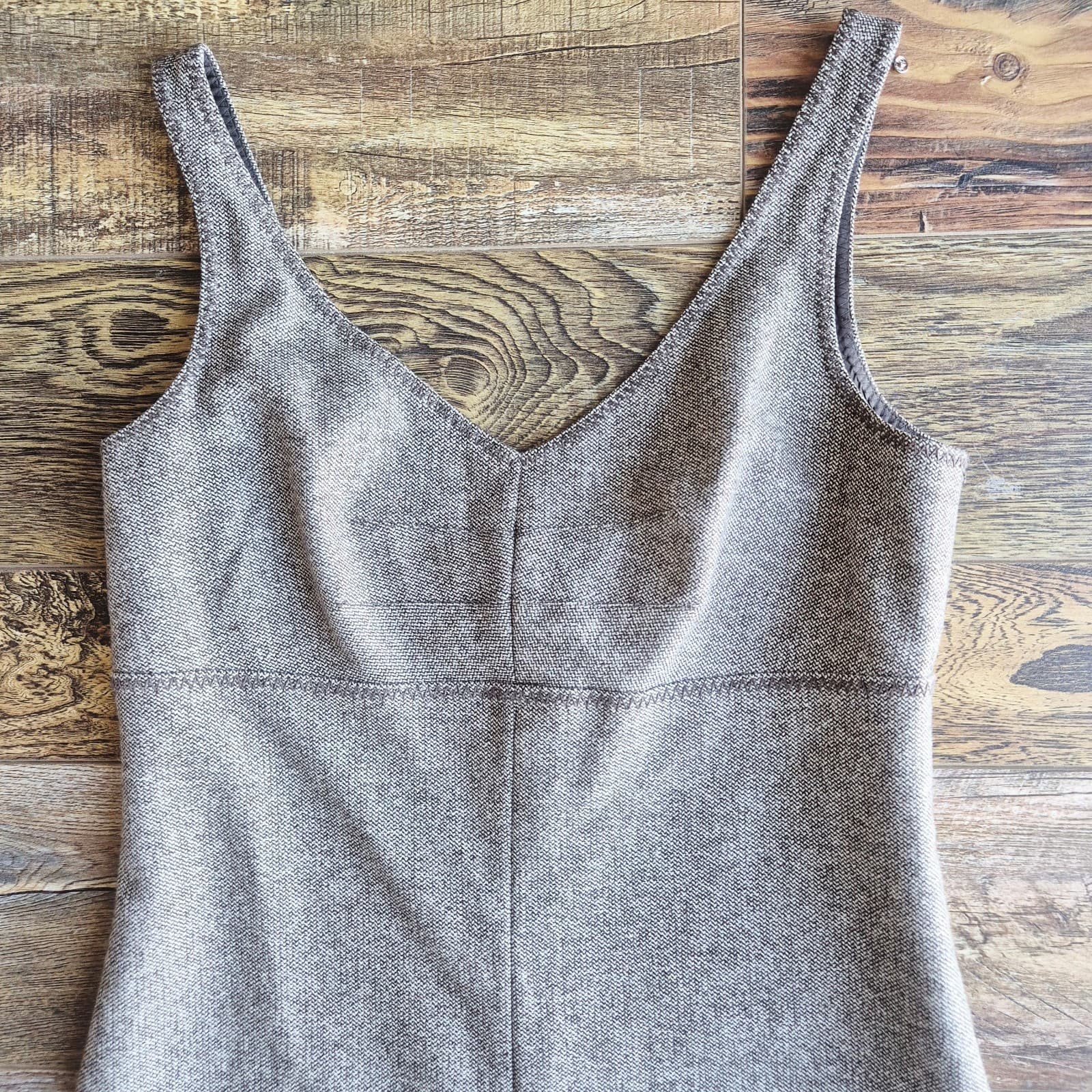 Vintage J.Crew Tweed Wool Blend Sleeveless Midi Sheath Dress Lined Brown Women 2 - Thumbnail 9