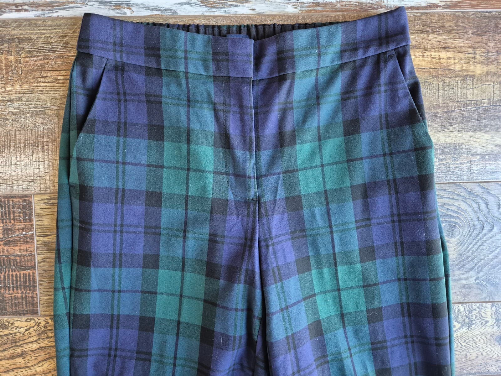 J.Crew Black Watch Tartan Plaid Slim Cropped Pants Blue Green Women's 2 #BT015 - Thumbnail 3