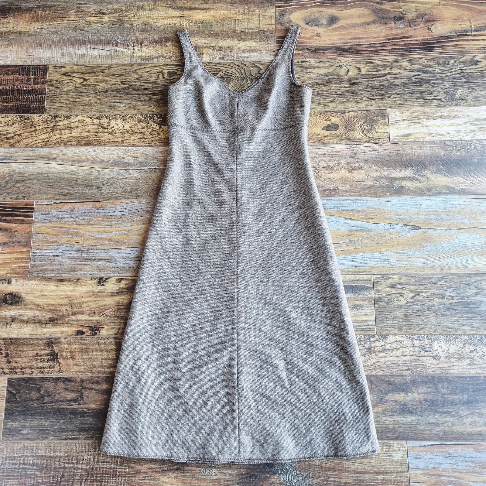 Vintage J.Crew Tweed Wool Blend Sleeveless Midi Sheath Dress Lined Brown Women 2 - Thumbnail 8