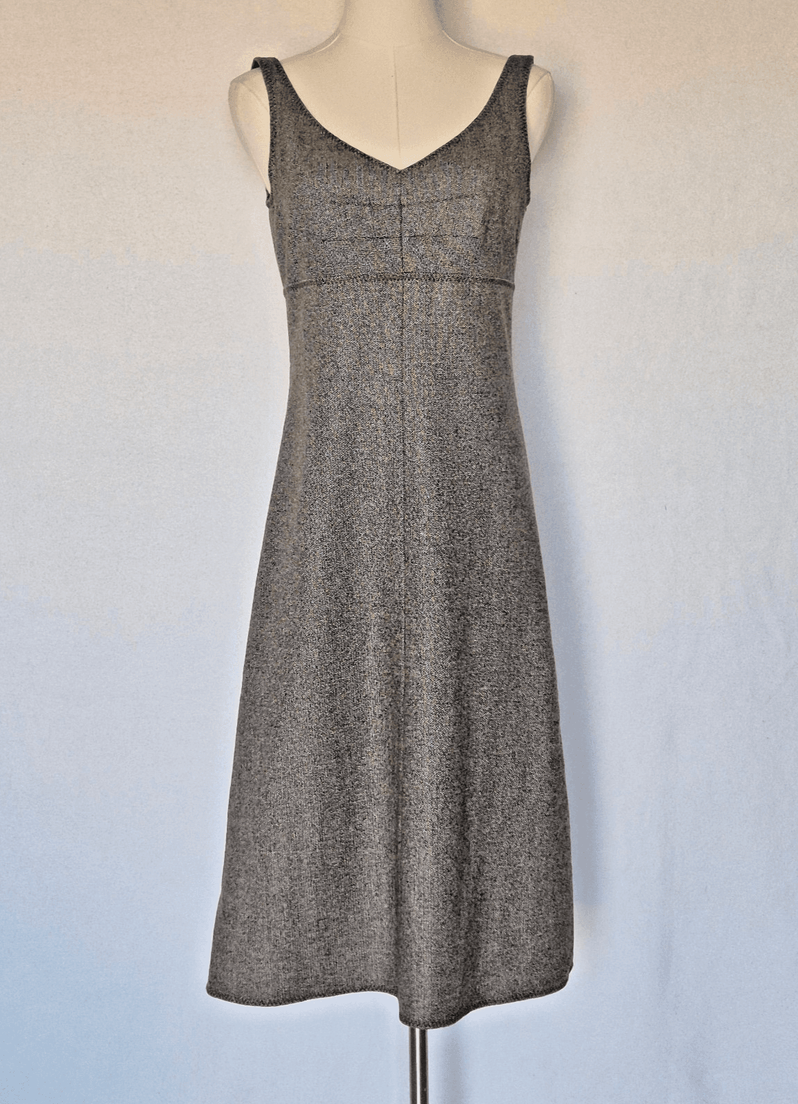 Vintage J.Crew Tweed Wool Blend Sleeveless Midi Sheath Dress Lined Brown Women 2 - Thumbnail 2
