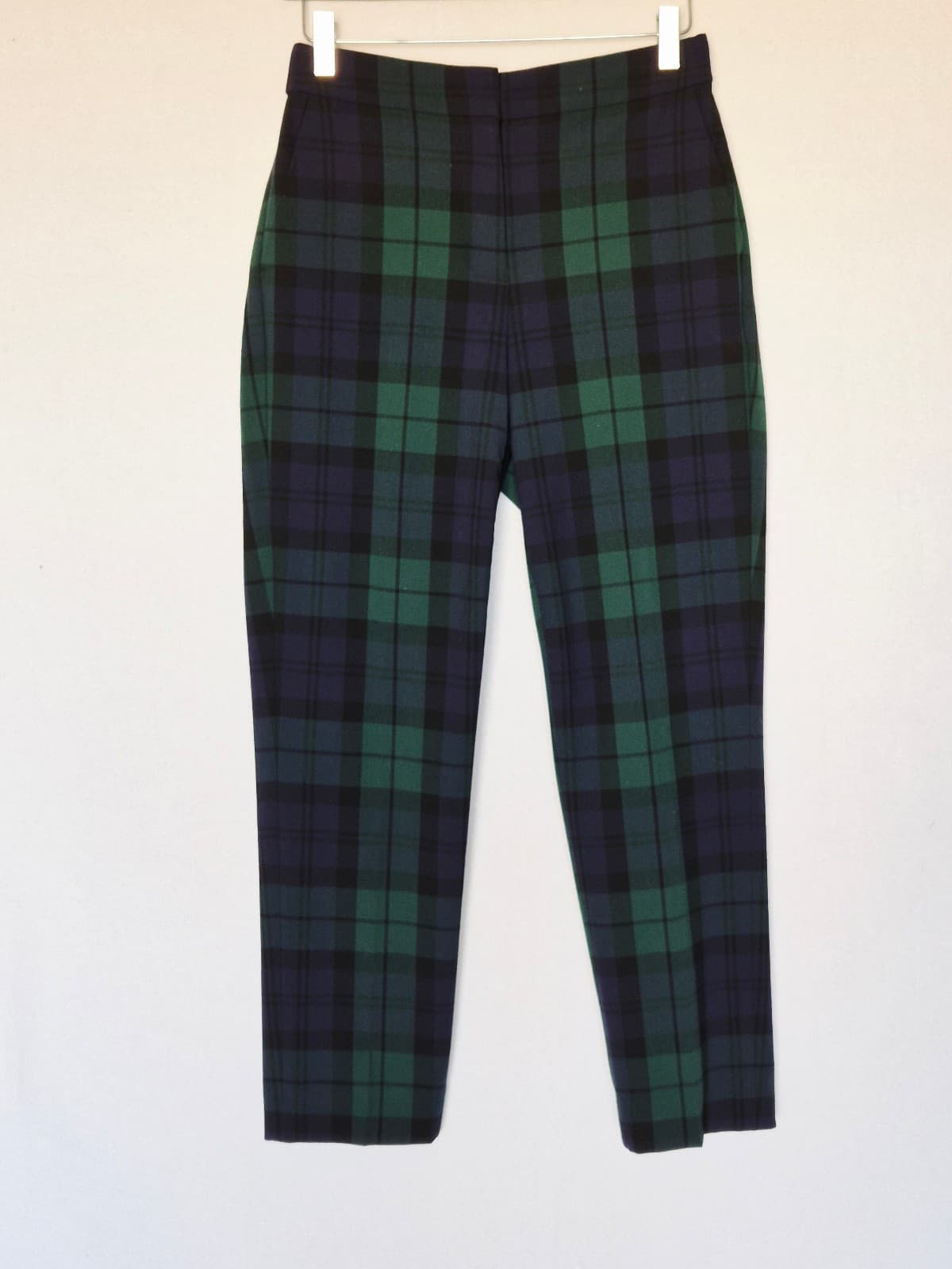 J.Crew Black Watch Tartan Plaid Slim Cropped Pants Blue Green Women's 2 #BT015 - Thumbnail 4