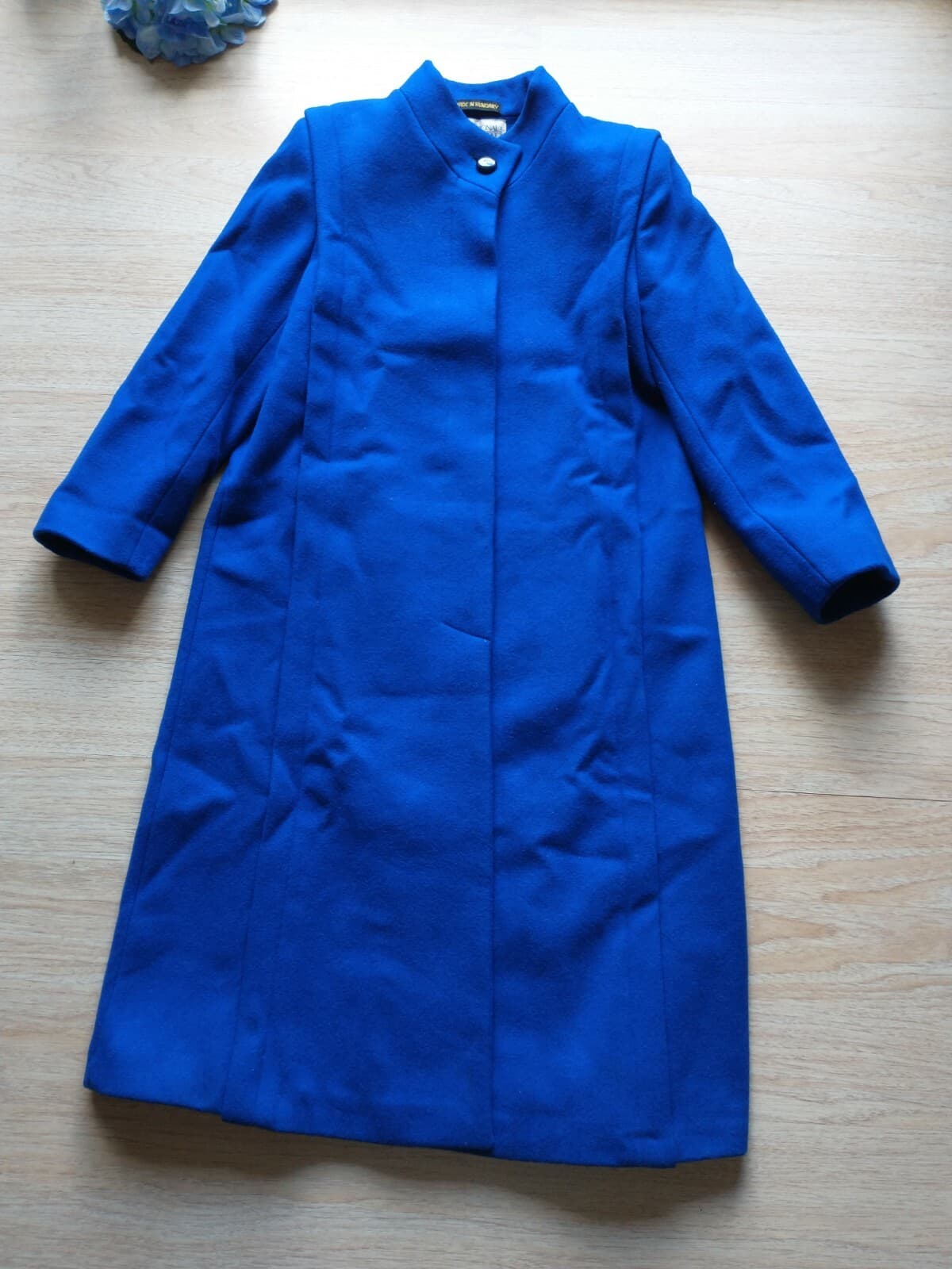 VTG International Scene 100% Wool Fleece Overcoat Button Pocket Blue Women 9/10 - Thumbnail 5
