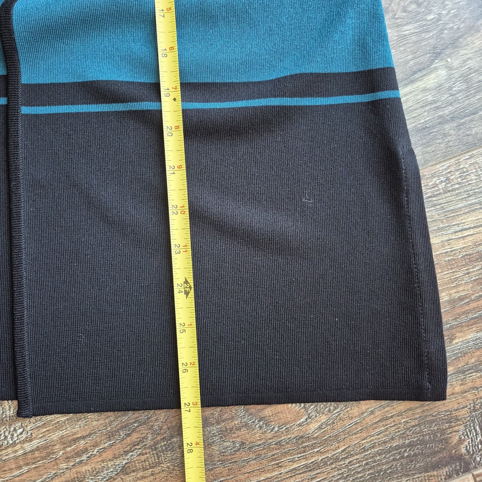 Exclusively Misook Open Front Cardigan Long Sleeve Knit Green Black Women's MP - Thumbnail 12
