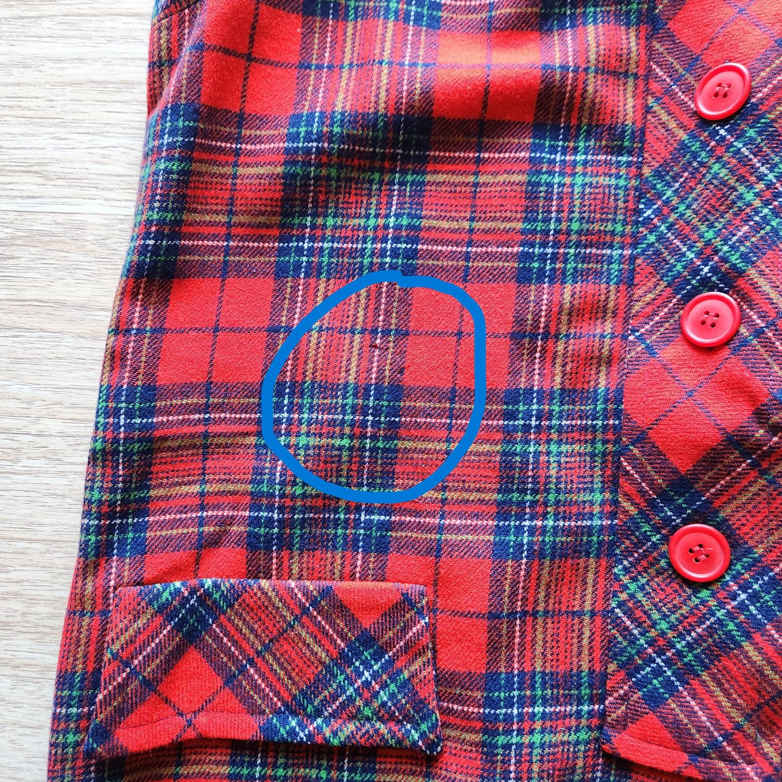 Vintage Pendleton Wool Plaid Mini Sheath Dress Button Sleeveless Lined Red Sz.16 - Thumbnail 10