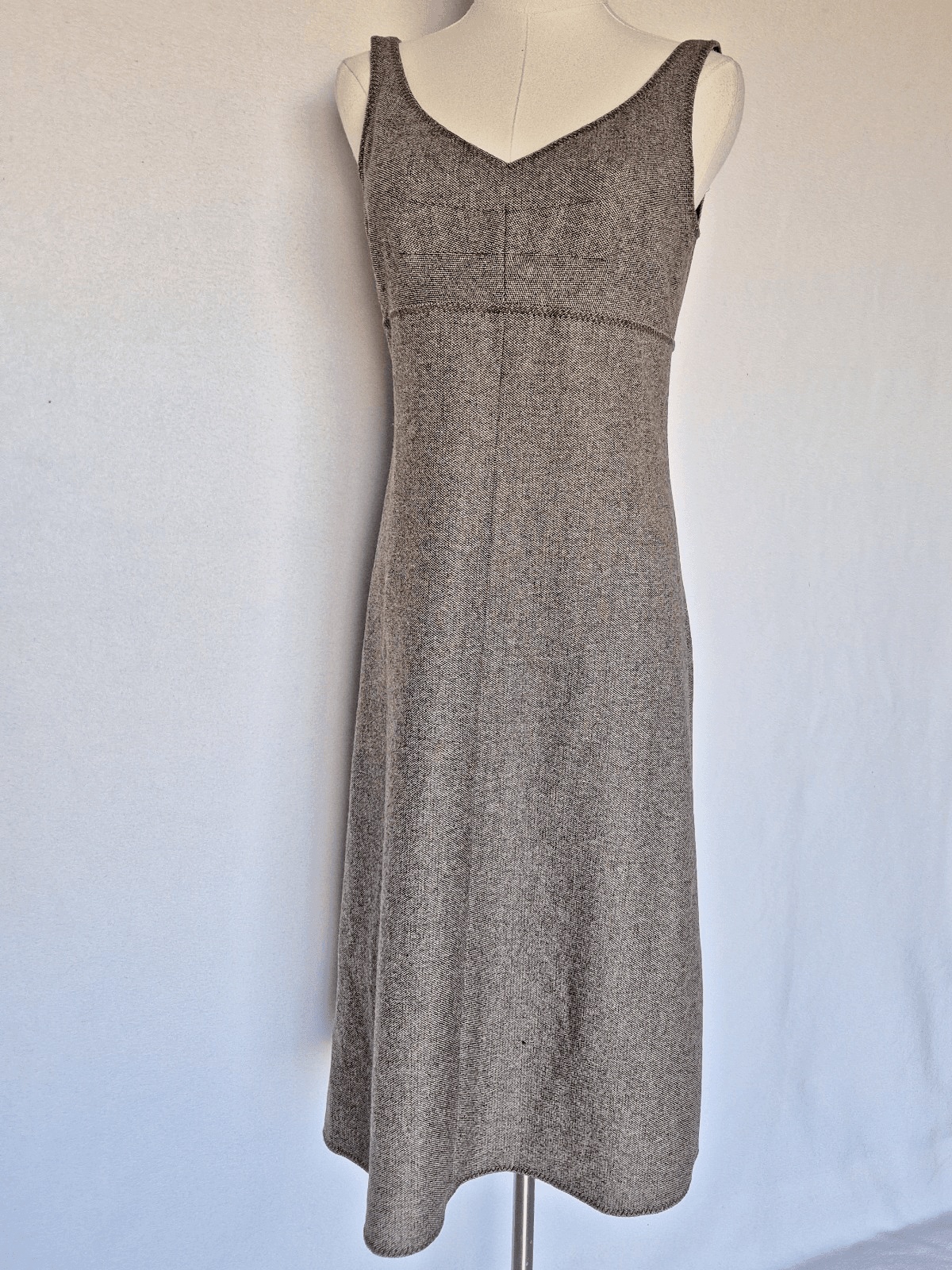 Vintage J.Crew Tweed Wool Blend Sleeveless Midi Sheath Dress Lined Brown Women 2 - Thumbnail 4