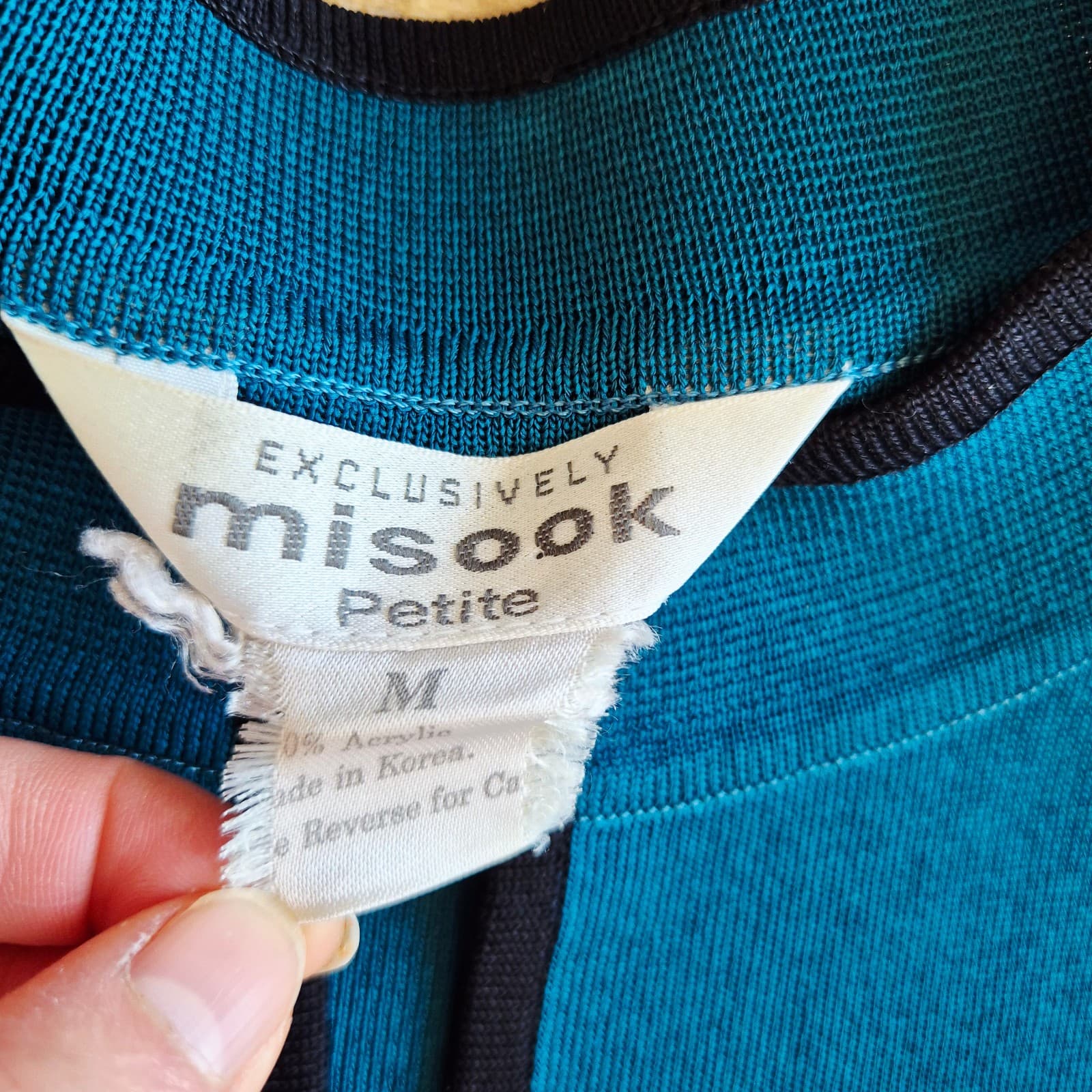 Exclusively Misook Open Front Cardigan Long Sleeve Knit Green Black Women's MP - Thumbnail 8