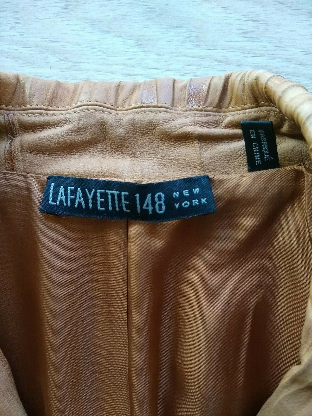 LAFAYETTE 148 NEW YORK 100%Suede Open Front Jacket Lined Texture Brown Sz.10 - Thumbnail 10