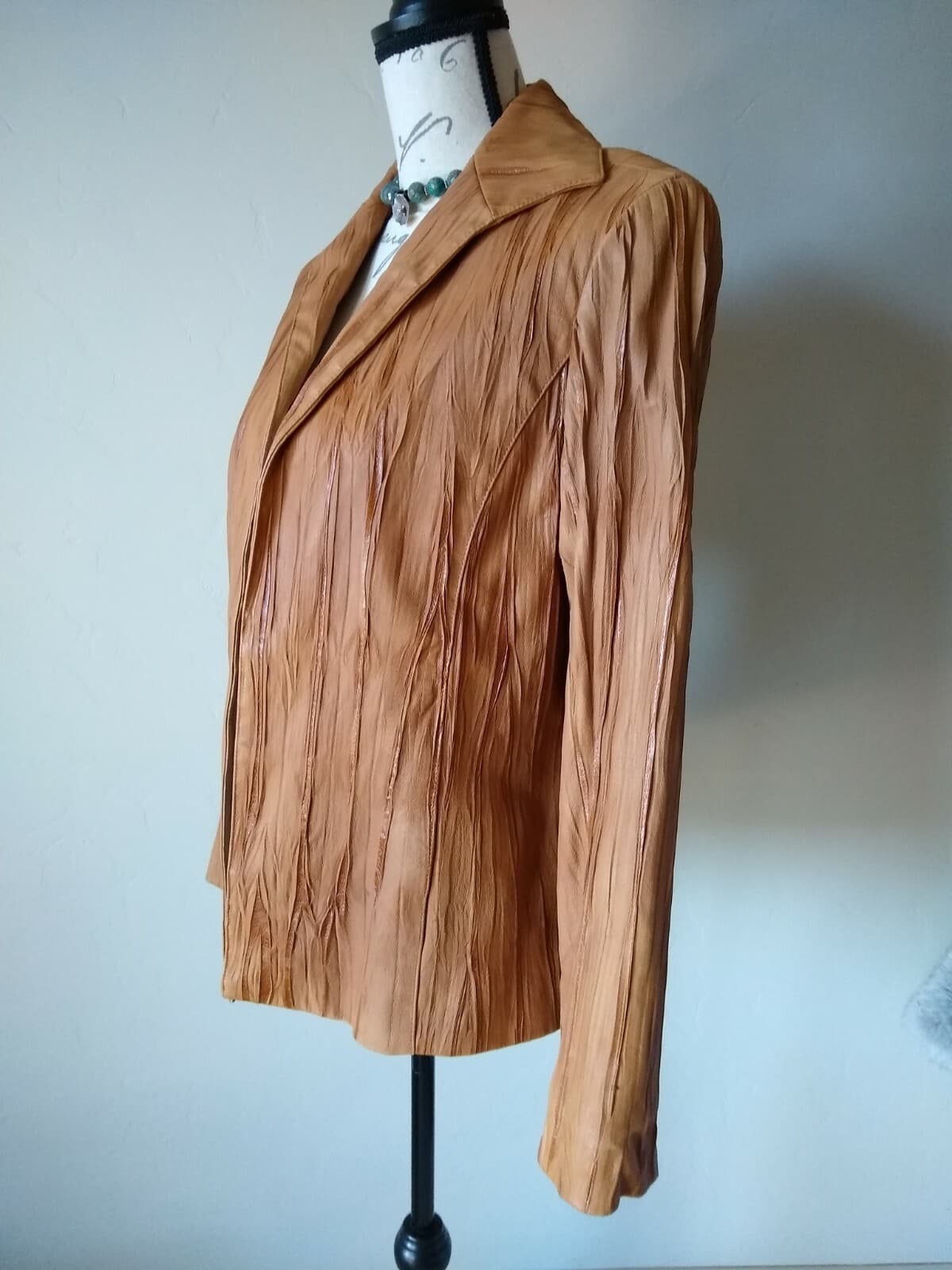 LAFAYETTE 148 NEW YORK 100%Suede Open Front Jacket Lined Texture Brown Sz.10 - Thumbnail 3