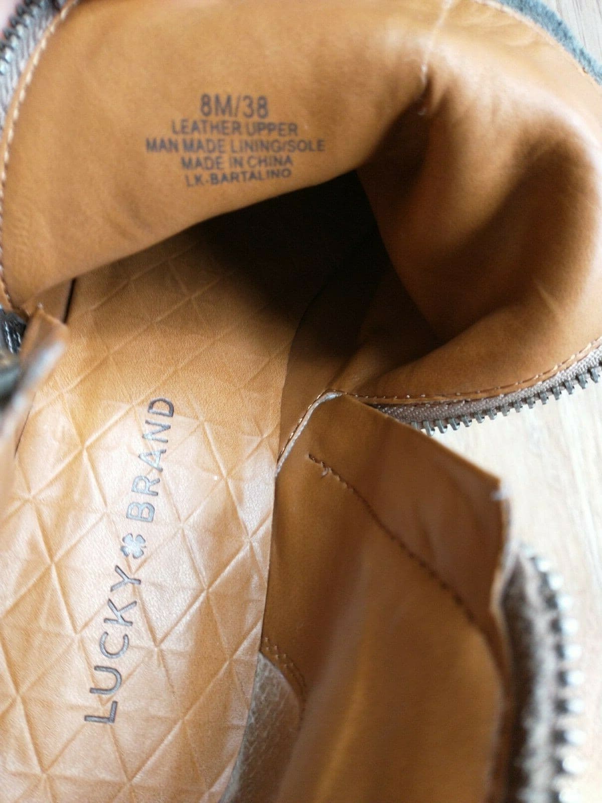 EUC Lucky Brand Bartalino Women Suede Ankle Boots Zip Heels-1.5" Brown US8M EU38 - Thumbnail 11