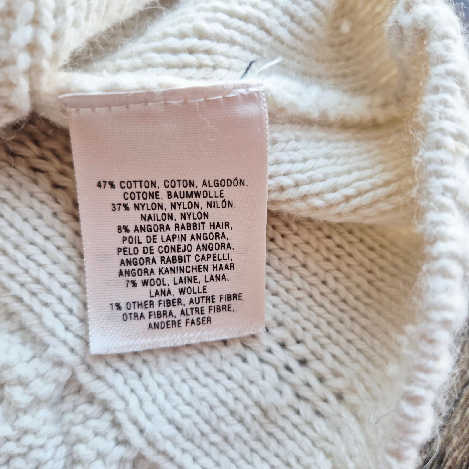 HWR by Anthropologie Looped Epaulet Cable Knit Short Sleeve Sweater Cream Sz.XS - Thumbnail 8