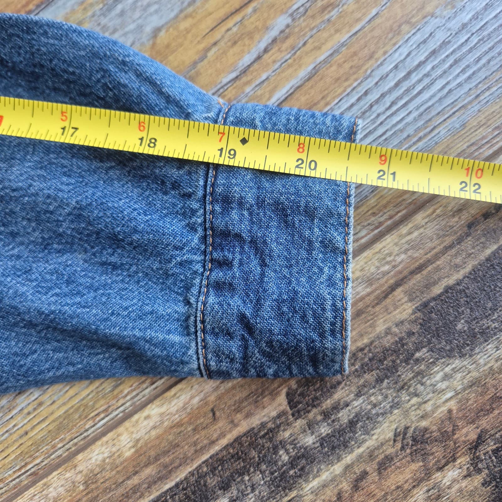 Vintage Lands' End Blue Denim Western Cowgirl Midi Shirt Dress Long Sleeve Sz.P8 - Thumbnail 9