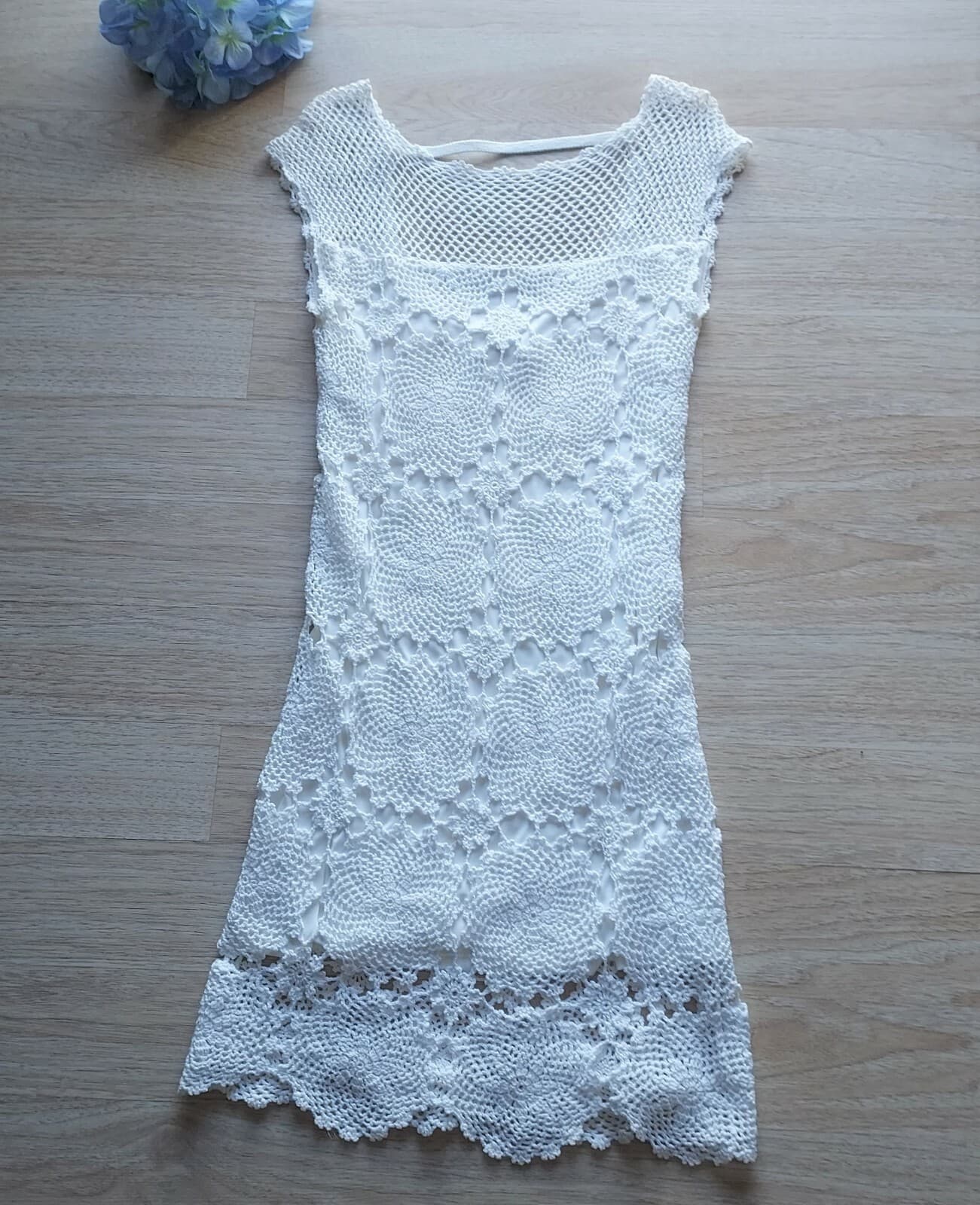 TRINA TURK Crochet Mini Sheath Dress Sleeveless Lined White Cotton Women Medium - Thumbnail 2