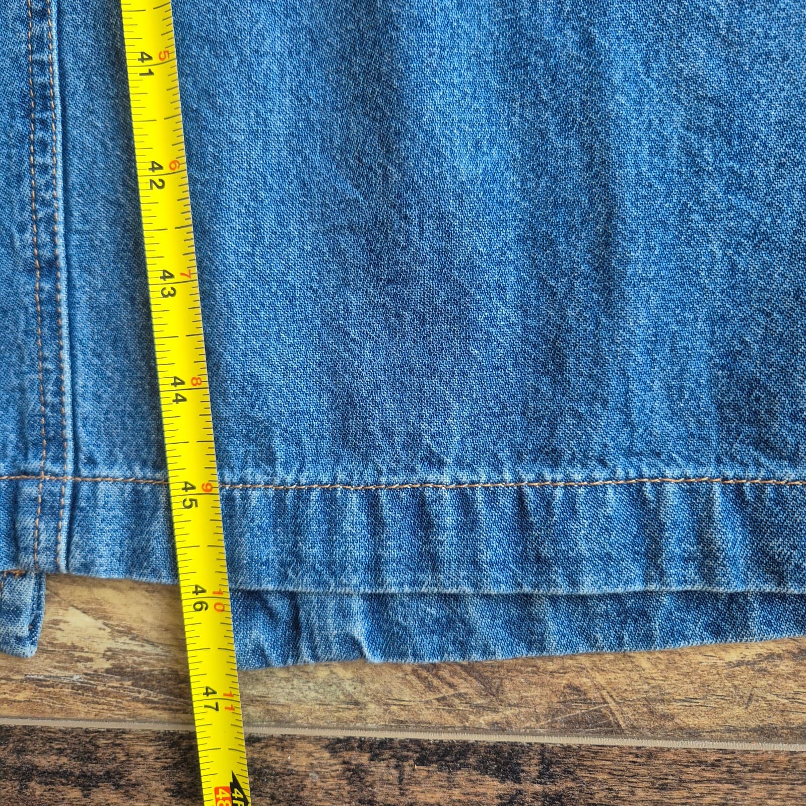 Vintage Lands' End Blue Denim Western Cowgirl Midi Shirt Dress Long Sleeve Sz.P8 - Thumbnail 12