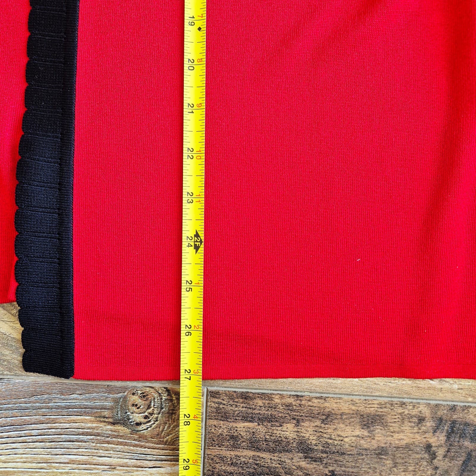 Exclusively Misook 2 Piece Tank Top + Open Cardigan Knit Red Black Women's PM - Thumbnail 12