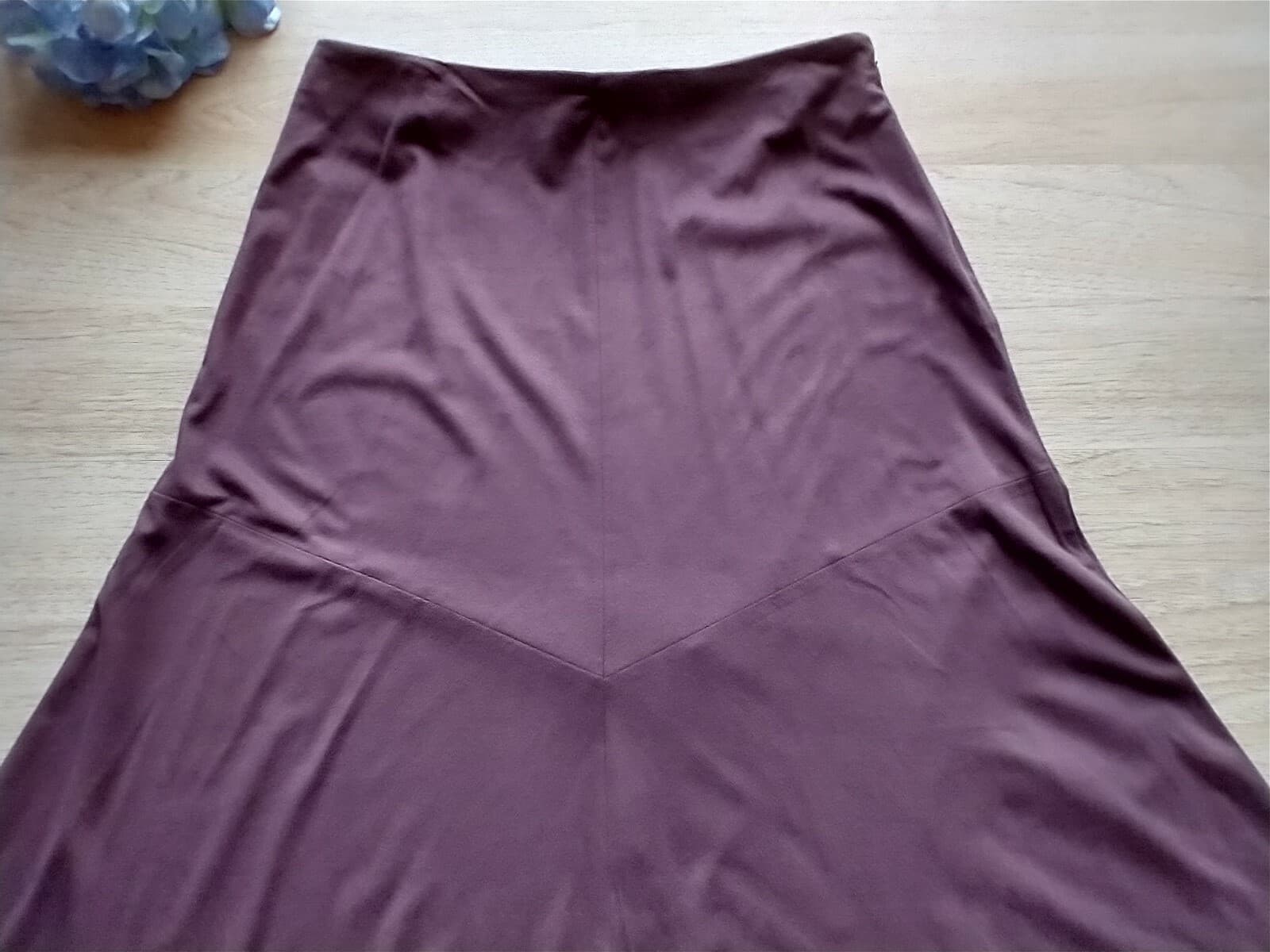Vintage J.Jill Flare Maxi Skirt Polyester Zip Burgundy Women Sz.12 Made in USA - Thumbnail 3