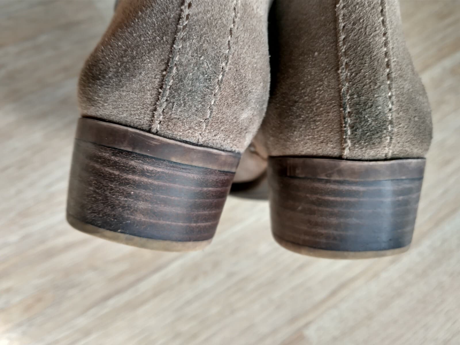 EUC Lucky Brand Bartalino Women Suede Ankle Boots Zip Heels-1.5" Brown US8M EU38 - Thumbnail 6