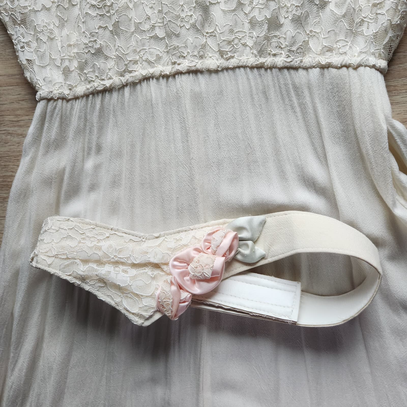 Vintage Spencer Alexis Lace Even Party Maxi Dress Long Sleeve Belt Ivory Sz.12 - Thumbnail 9