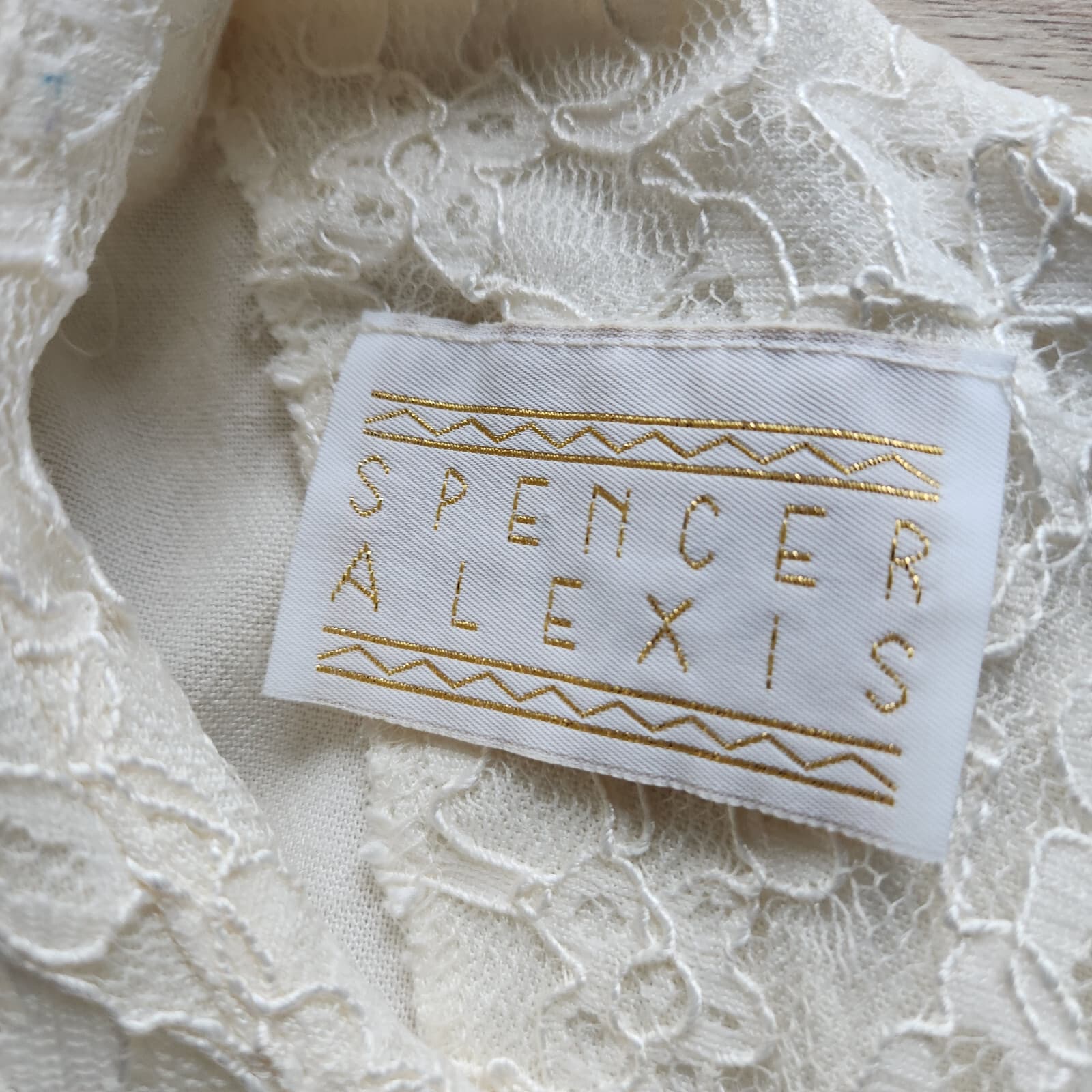 Vintage Spencer Alexis Lace Even Party Maxi Dress Long Sleeve Belt Ivory Sz.12 - Thumbnail 10