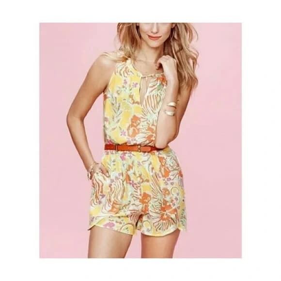 Lilly Pulitzer for Target Challis Happy Place Romper Sleeveless Multicolor Sz.XS - Thumbnail 4