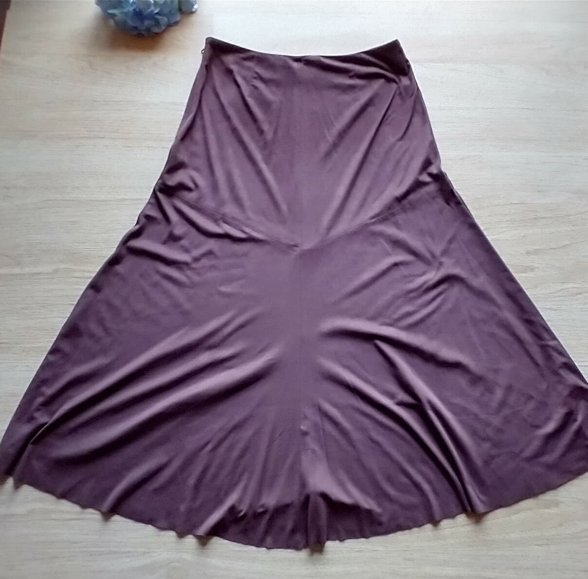 Vintage J.Jill Flare Maxi Skirt Polyester Zip Burgundy Women Sz.12 Made in USA - Thumbnail 8