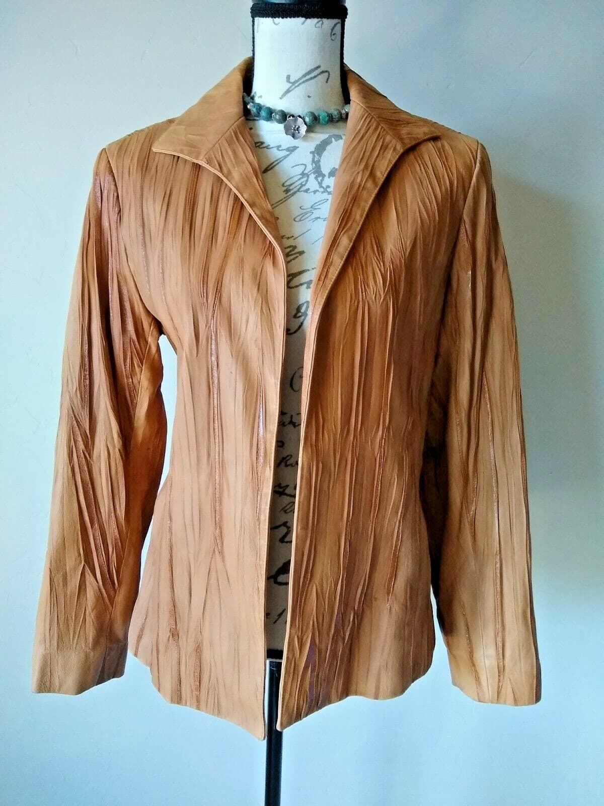 LAFAYETTE 148 NEW YORK 100%Suede Open Front Jacket Lined Texture Brown Sz.10 - Thumbnail 2