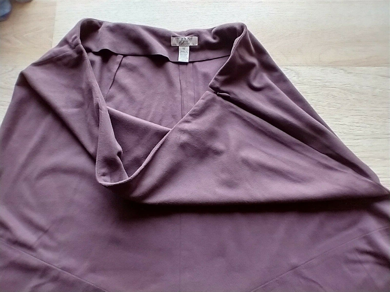 Vintage J.Jill Flare Maxi Skirt Polyester Zip Burgundy Women Sz.12 Made in USA - Thumbnail 4