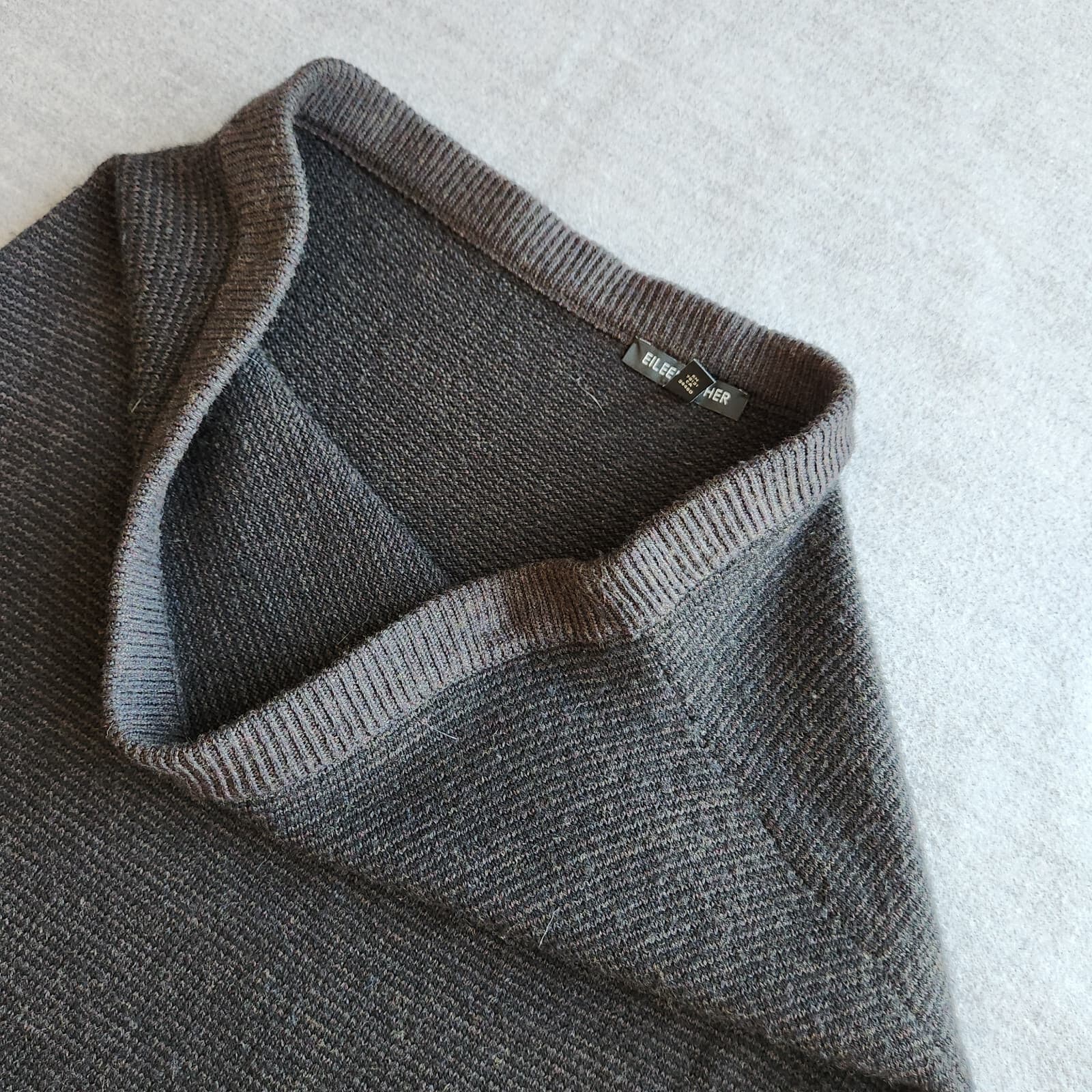 EILEEN FISHER Wool Blend Knit Mini Pencil Skirt Elastic Waist Black Brown Sz.XS - Thumbnail 4