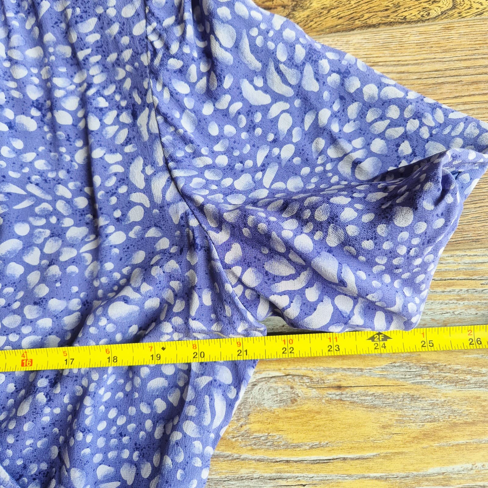 Vintage Spenser Jeremy Silk Ruffle Wrap Dress Short Sleeve Printed Purple Sz.16 - Thumbnail 9