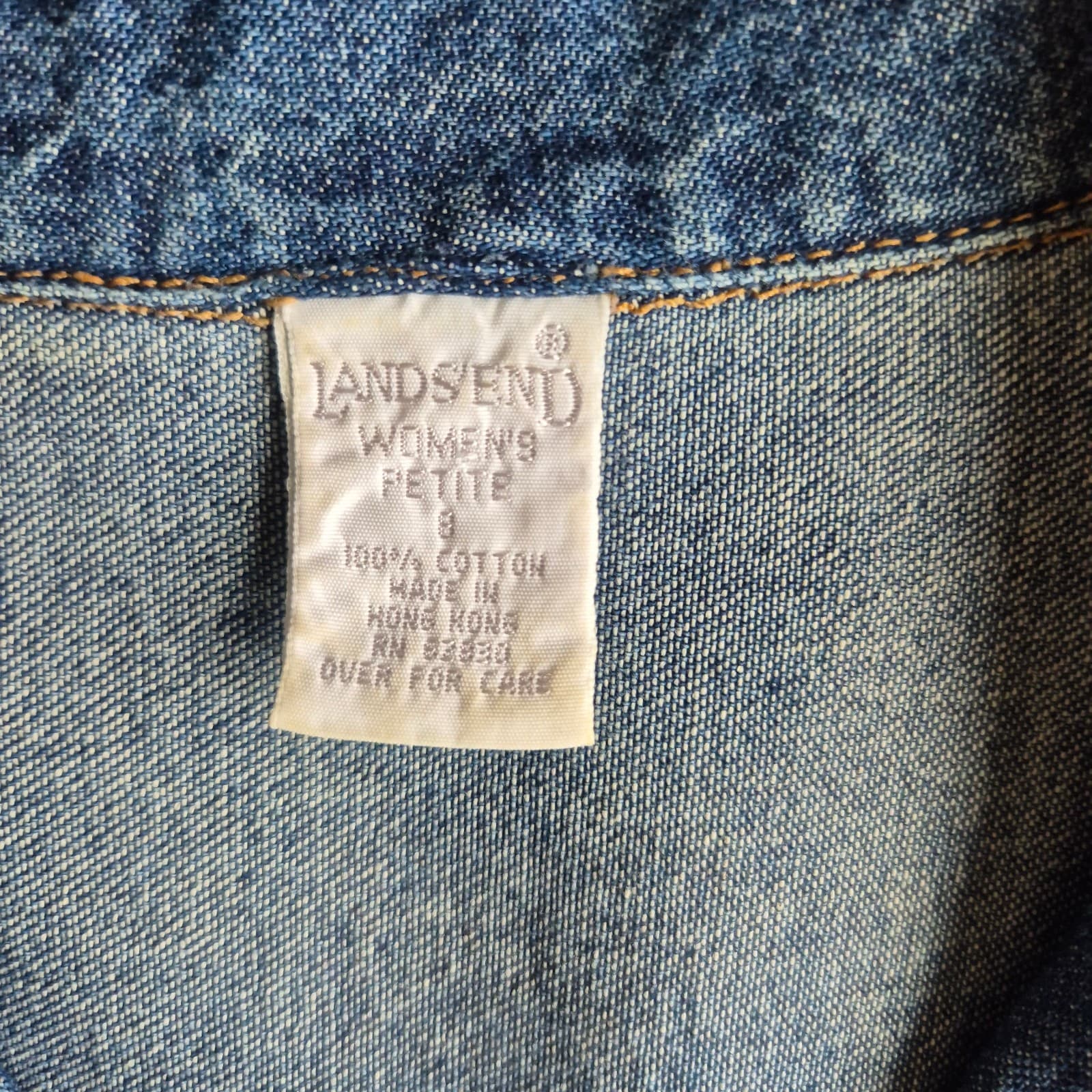 Vintage Lands' End Blue Denim Western Cowgirl Midi Shirt Dress Long Sleeve Sz.P8 - Thumbnail 7