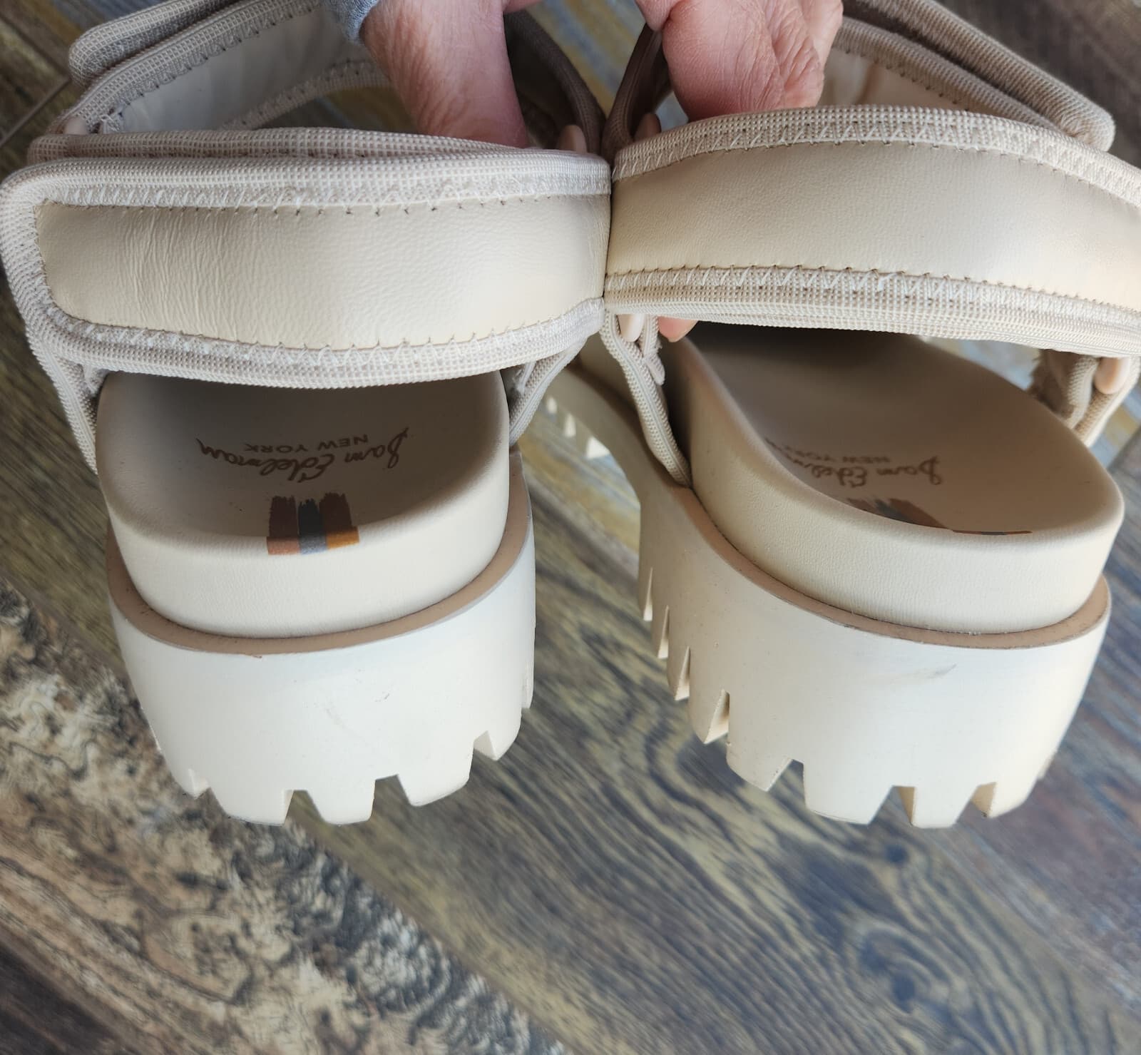 Sam Edelman Edythe Leather Ankle-Strap Sandals Adjustable Lug Sole Beige US7.5M - Thumbnail 9