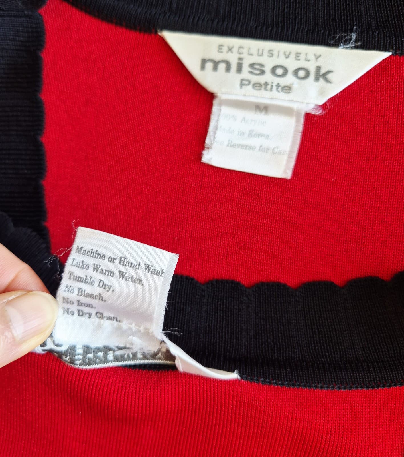 Exclusively Misook 2 Piece Tank Top + Open Cardigan Knit Red Black Women's PM - Thumbnail 9