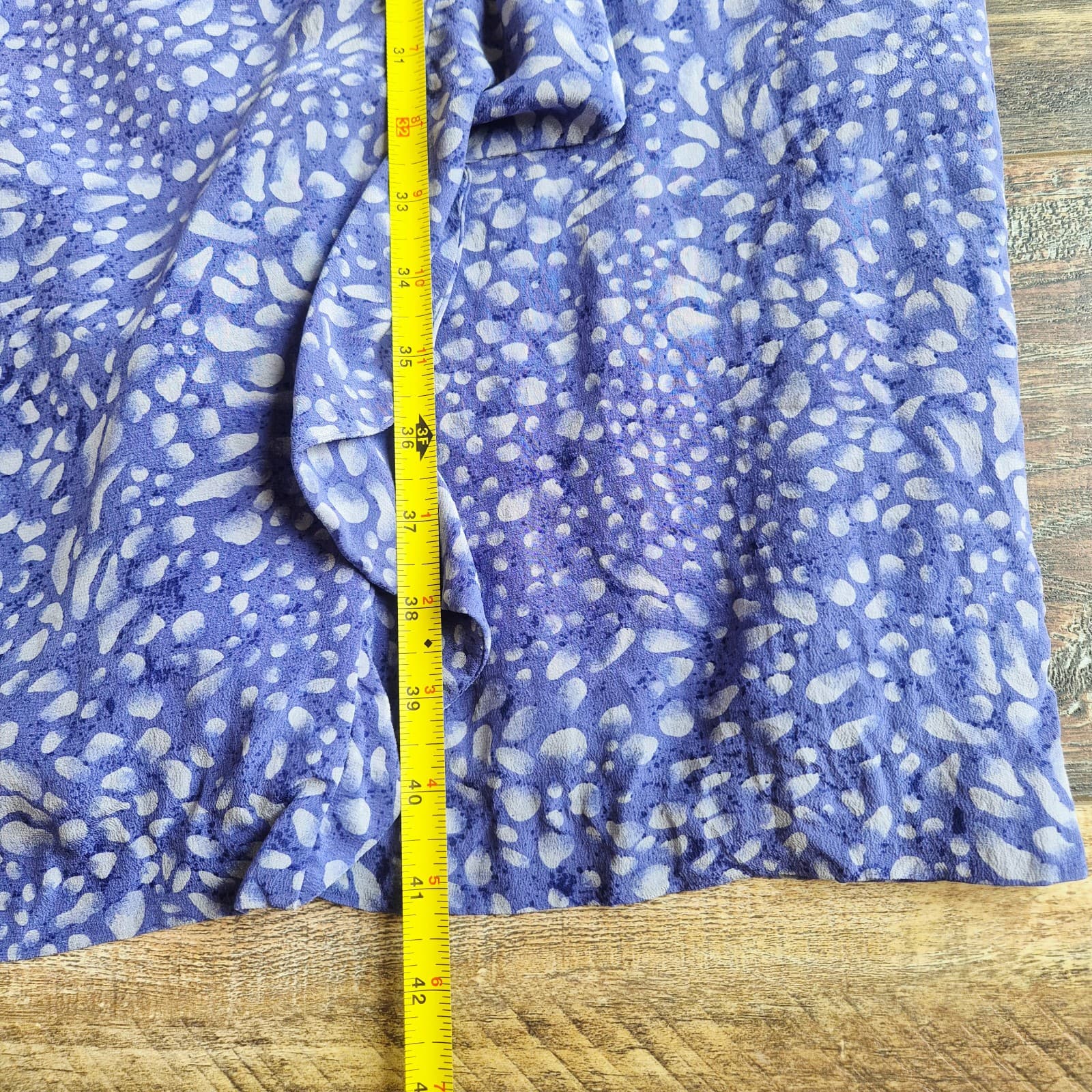 Vintage Spenser Jeremy Silk Ruffle Wrap Dress Short Sleeve Printed Purple Sz.16 - Thumbnail 11