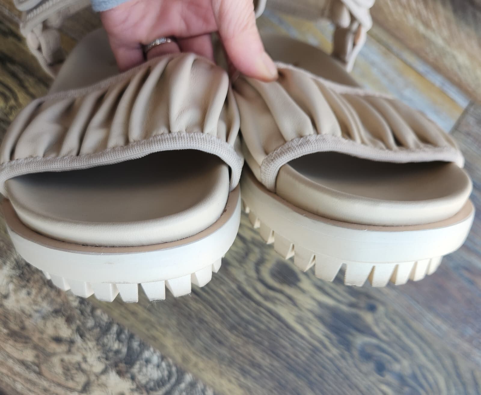Sam Edelman Edythe Leather Ankle-Strap Sandals Adjustable Lug Sole Beige US7.5M - Thumbnail 8