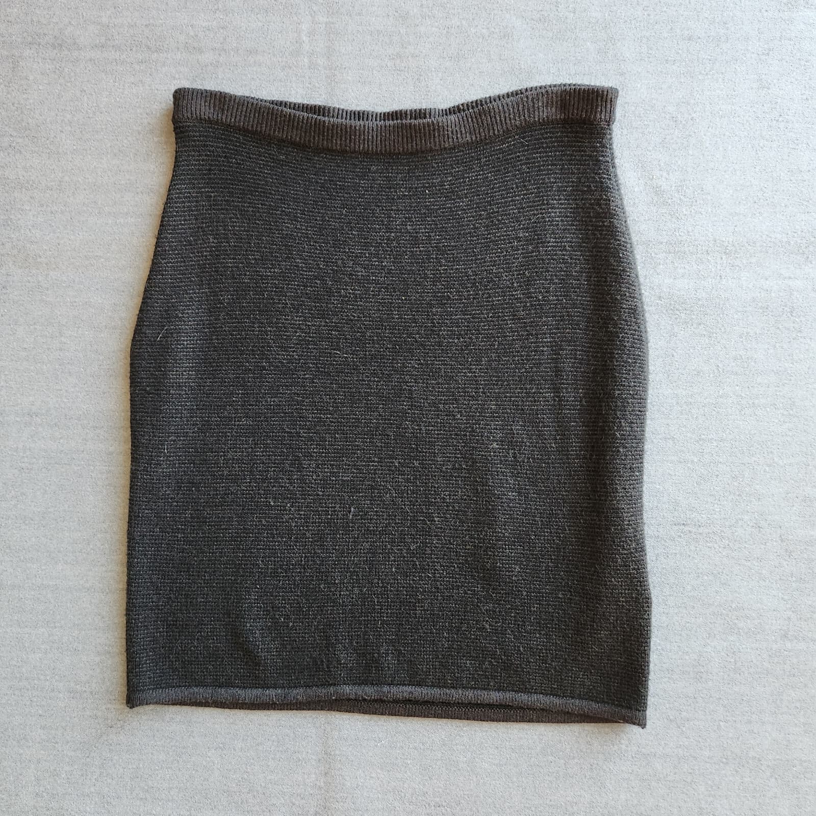 EILEEN FISHER Wool Blend Knit Mini Pencil Skirt Elastic Waist Black Brown Sz.XS - Thumbnail 3
